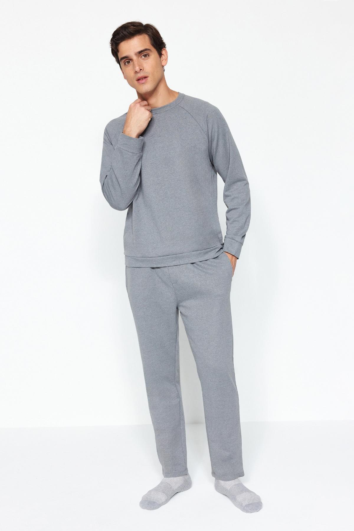 Grey Knitted Pyjamas Set, , large image number 0
