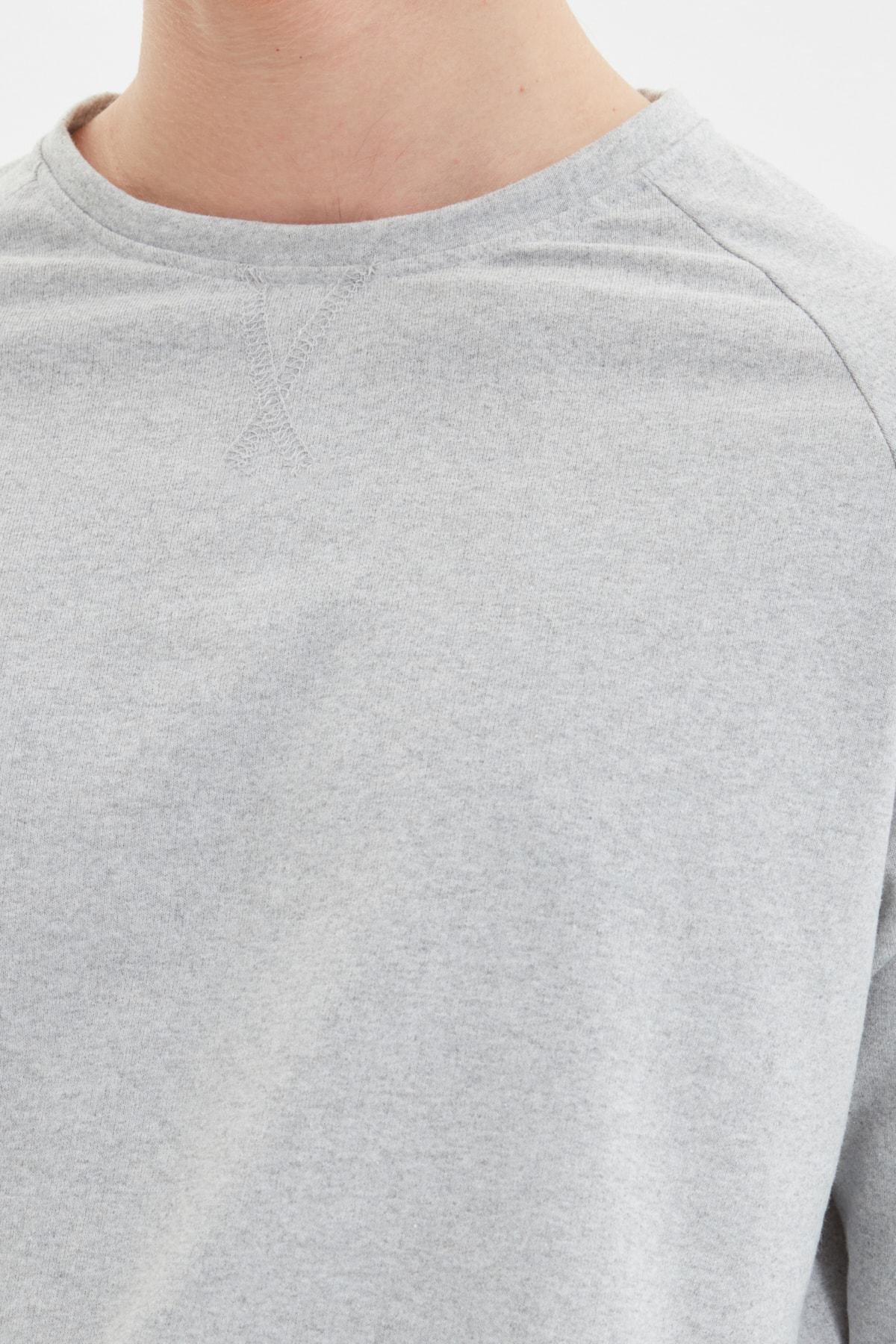 Grey Crew Neck Pajama Set, , large image number 6