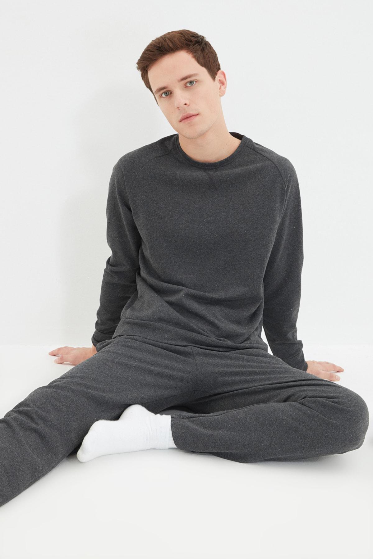Grey Crew Neck Pajama Set, , large image number 9
