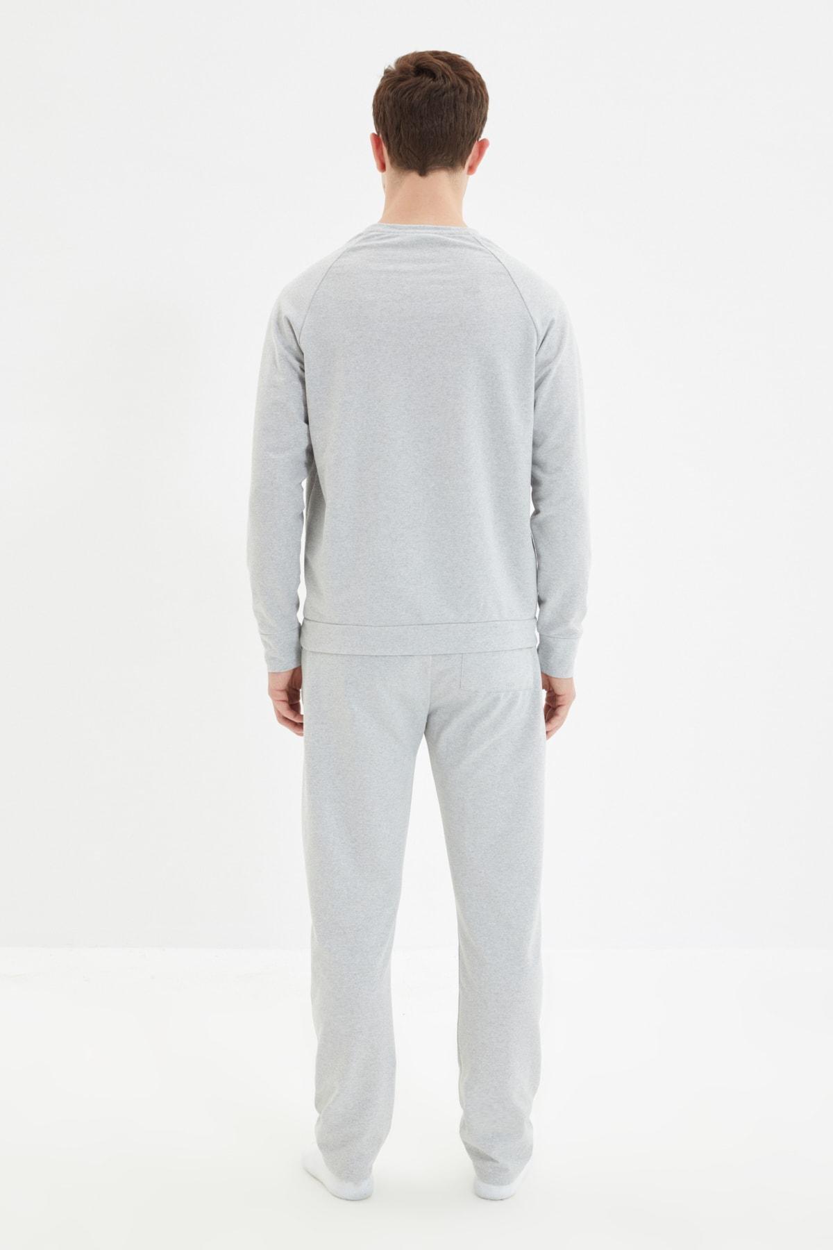 Grey Crew Neck Pajama Set, , large image number 10