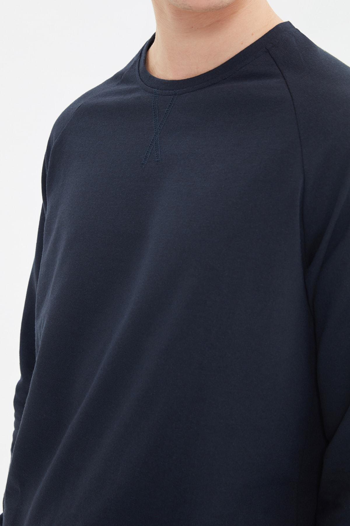 Navy Raglan Sleeve Pajama Set, Dark blue, large image number 3