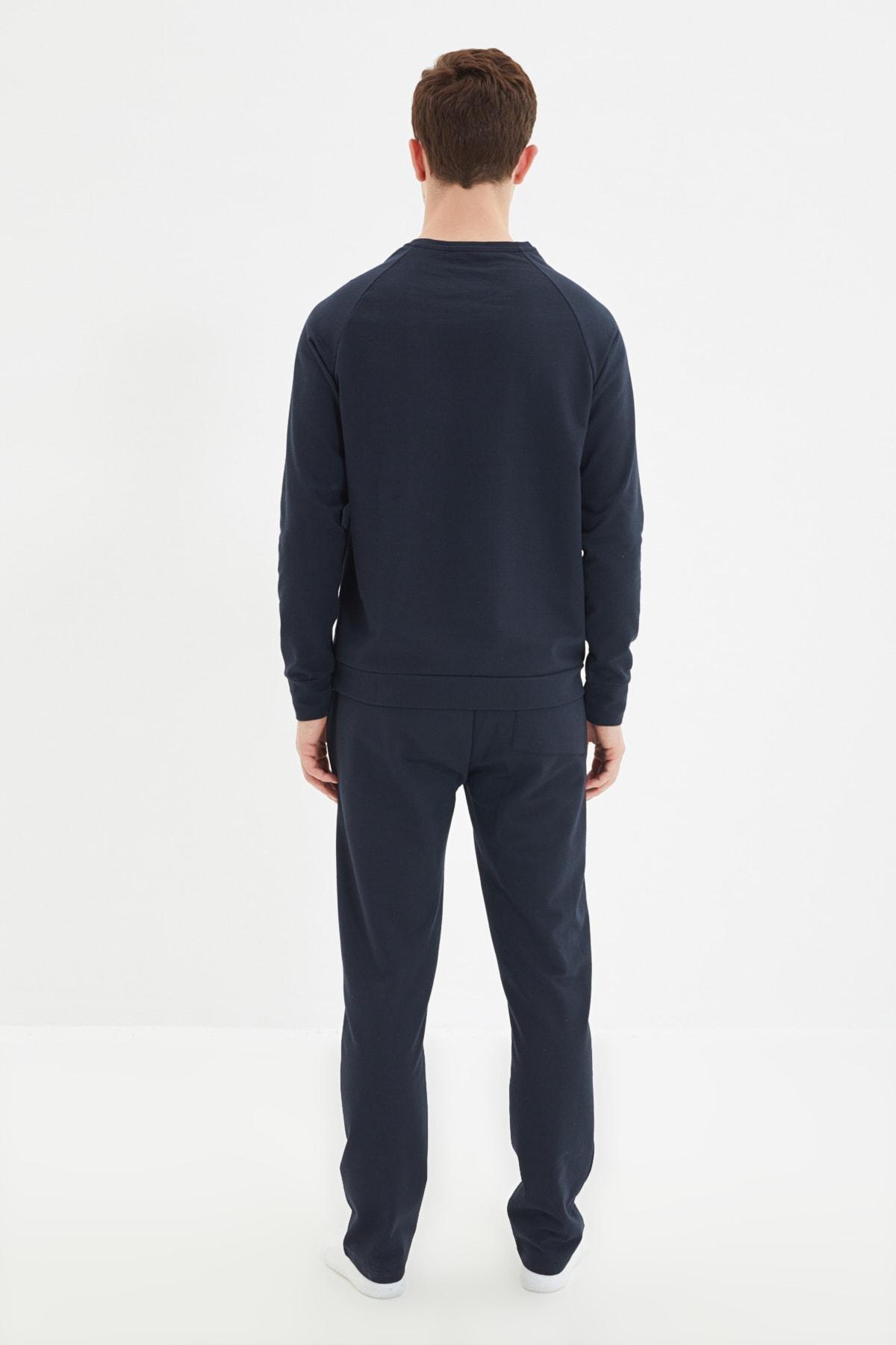 Navy Raglan Sleeve Pajama Set, Dark blue, large image number 5