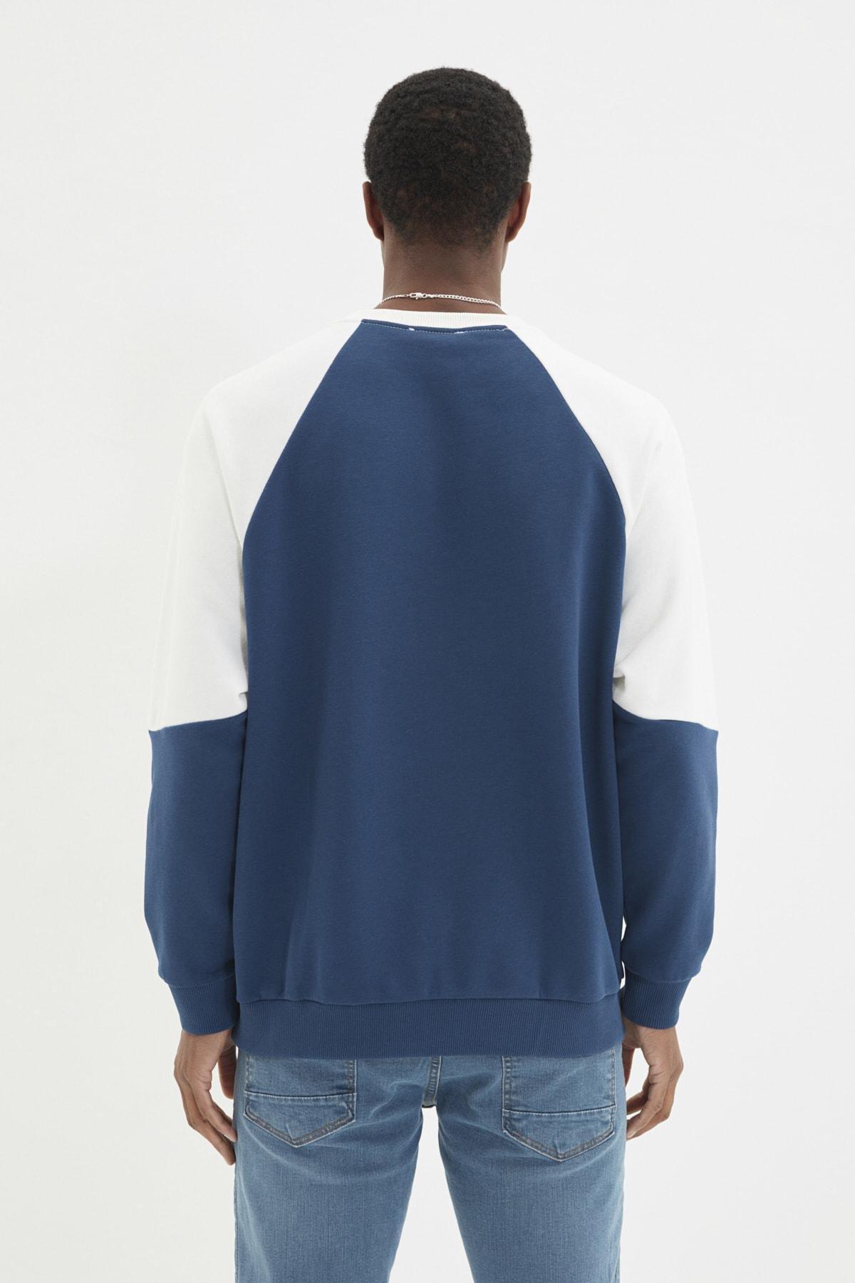 Navy Printed Crew Neck Sweatshirt, , large image number 4