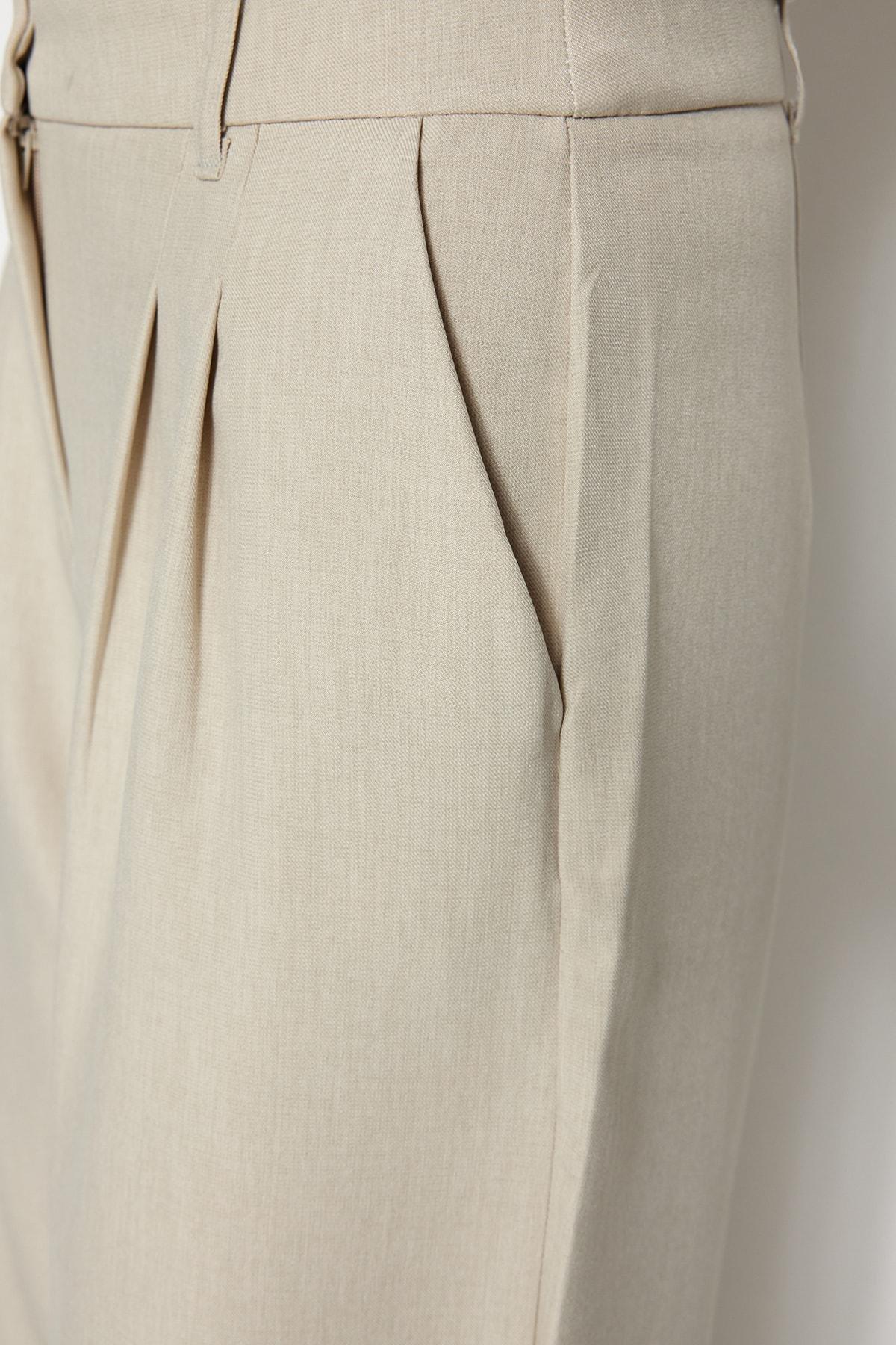 Trendyol - Beige Wide Leg Trousers