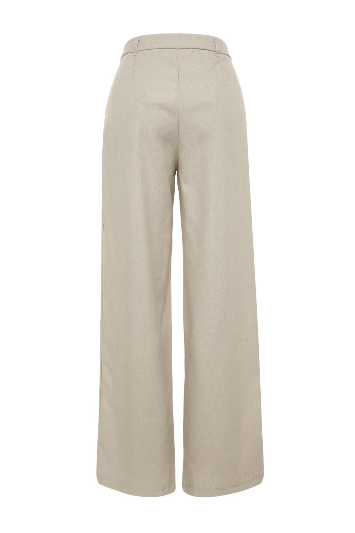 Trendyol - Beige Wide Leg Trousers