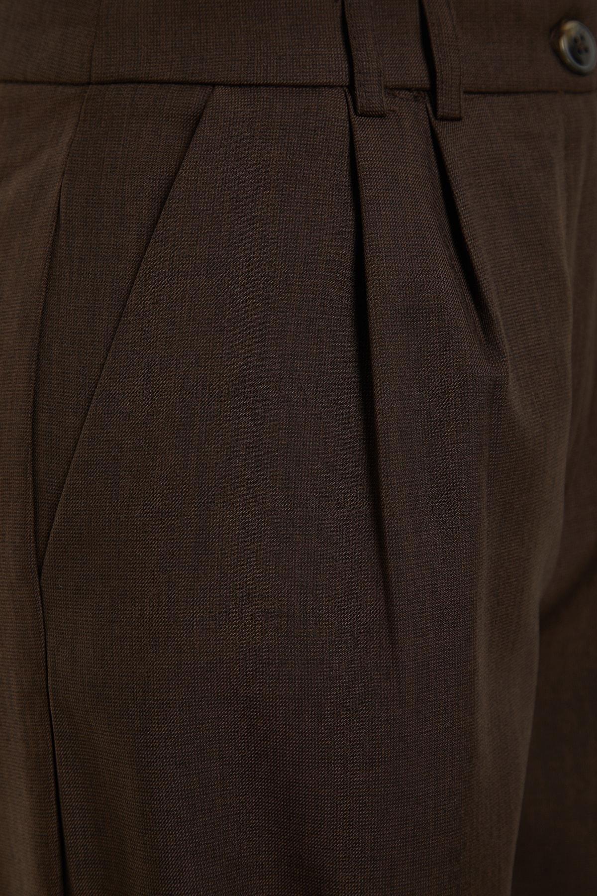 Brown Wide Leg Mid Waist Pants, , large image number 6