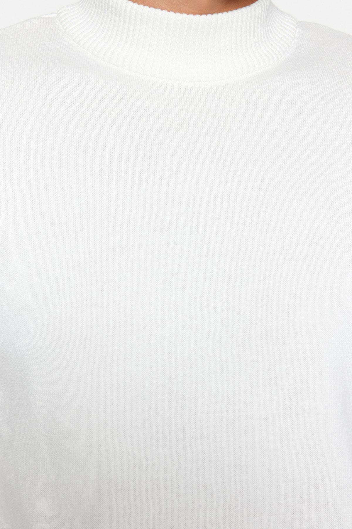 White Slim High Neck Sweater, , large image number 5