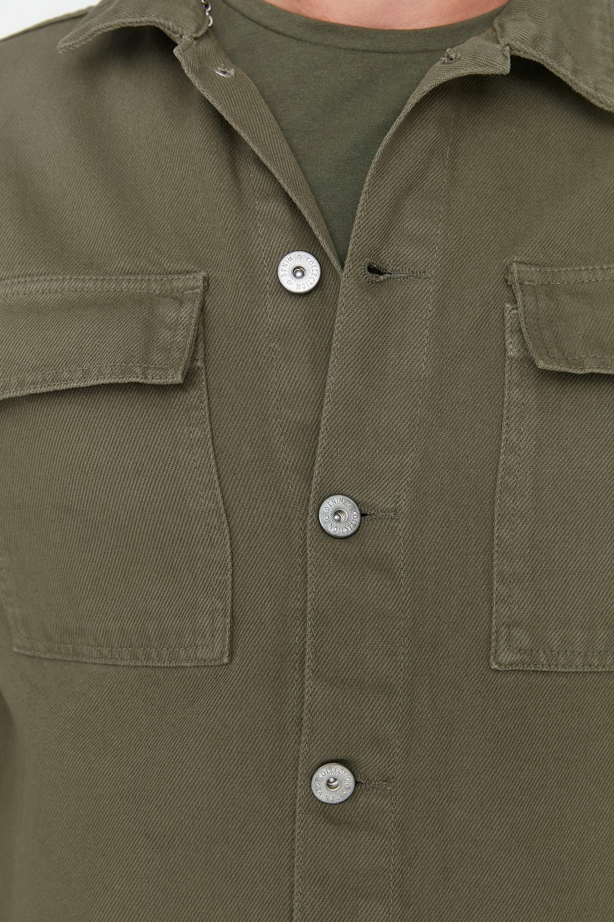 Green Lapel Collar Jacket, Khaki, large image number 3