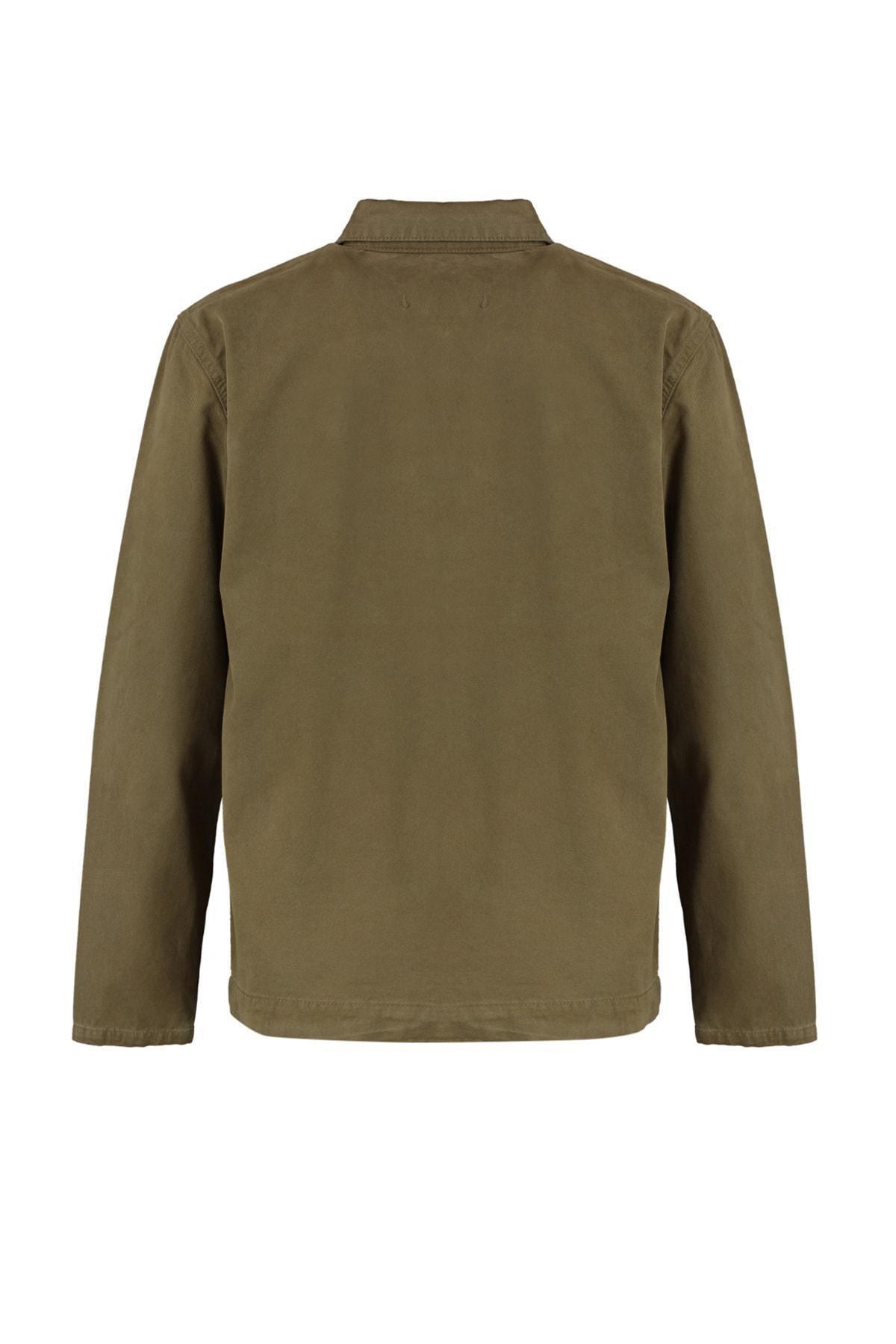 Green Lapel Collar Jacket, Khaki, large image number 7