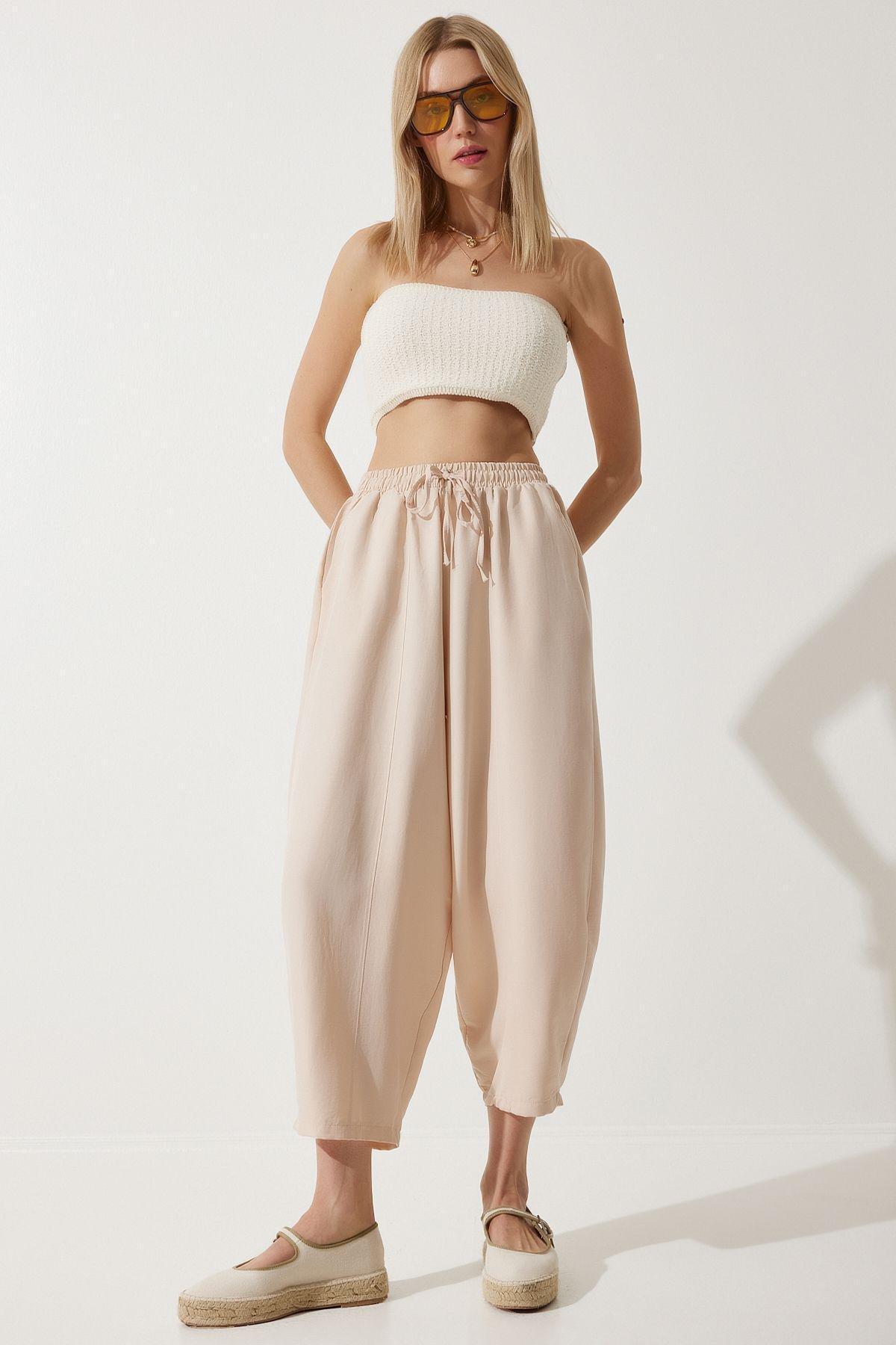 Ecru Carrot Pants, Cream, large image number 0