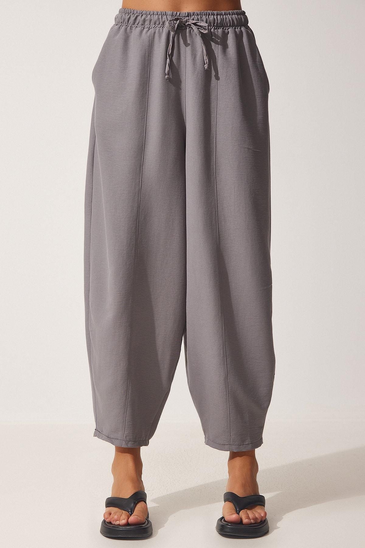 Grey Linen Viscose Trousers, , large image number 2