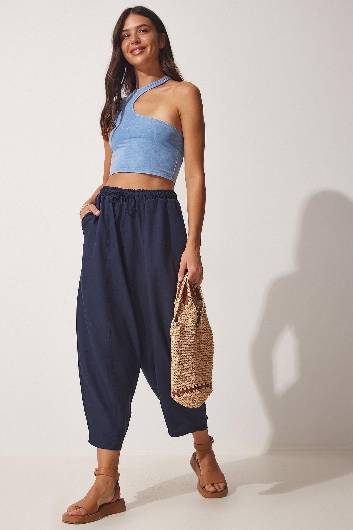 Navy Carrot Pants, , large image number 1