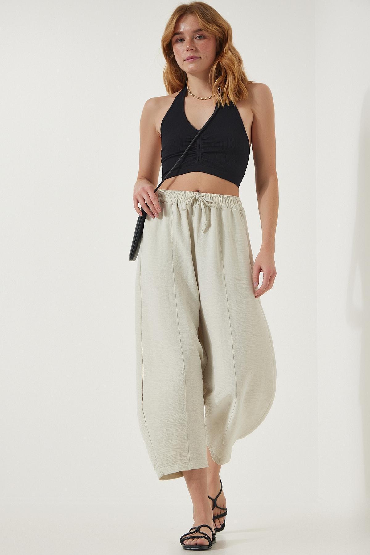 Cream Pocket Shalwar Trousers, , large image number 0