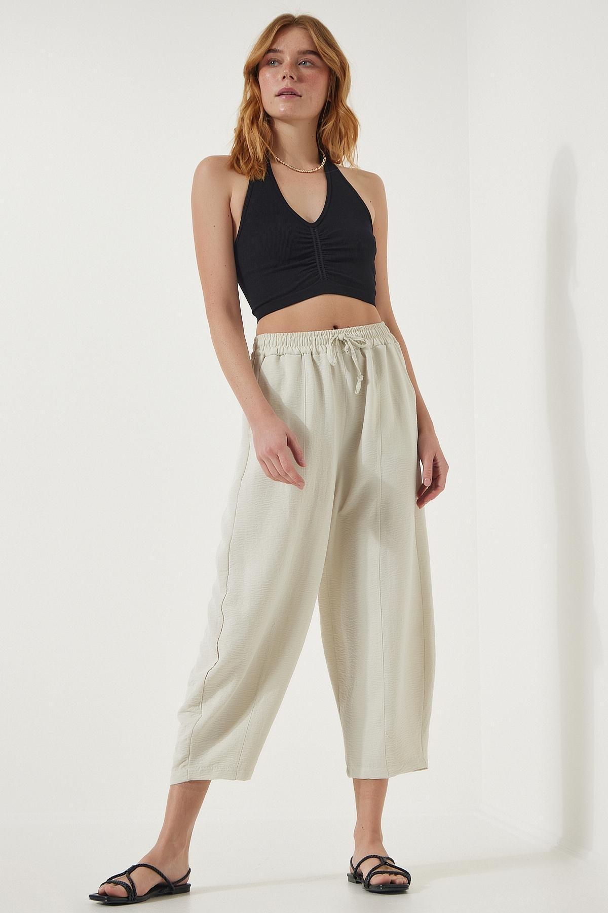 Cream Pocket Shalwar Trousers, , large image number 1