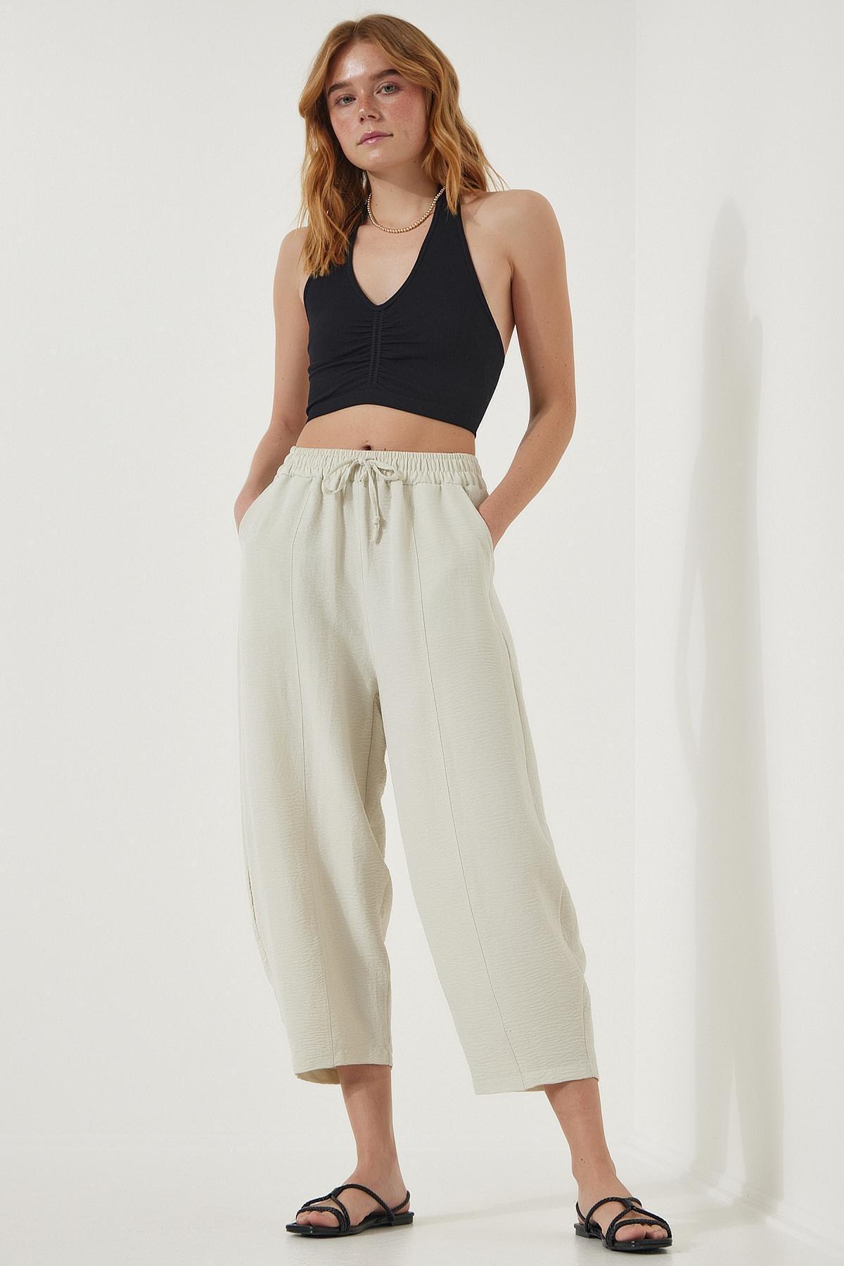 Cream Pocket Shalwar Trousers, , large image number 4