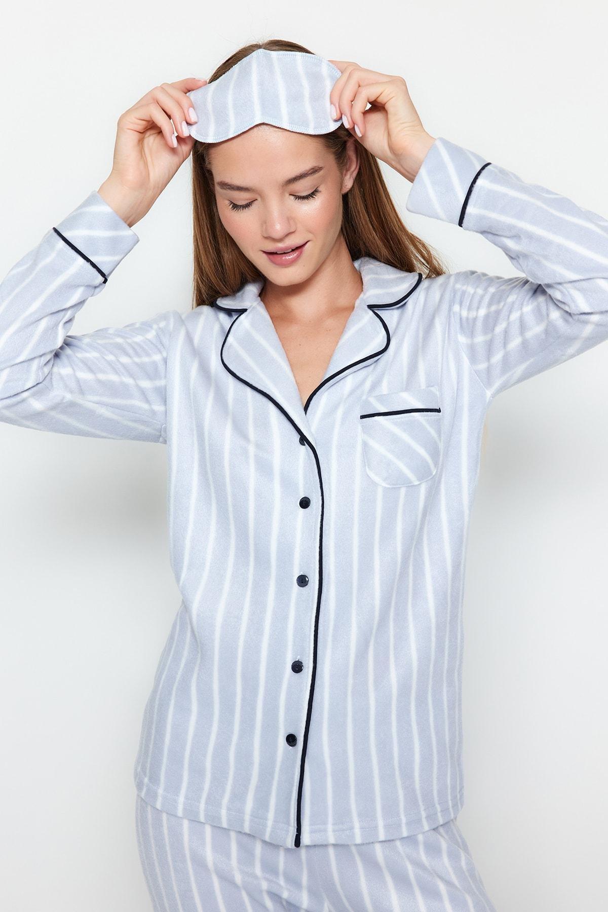 Blue Striped Pajama Set, Blue, large image number 0