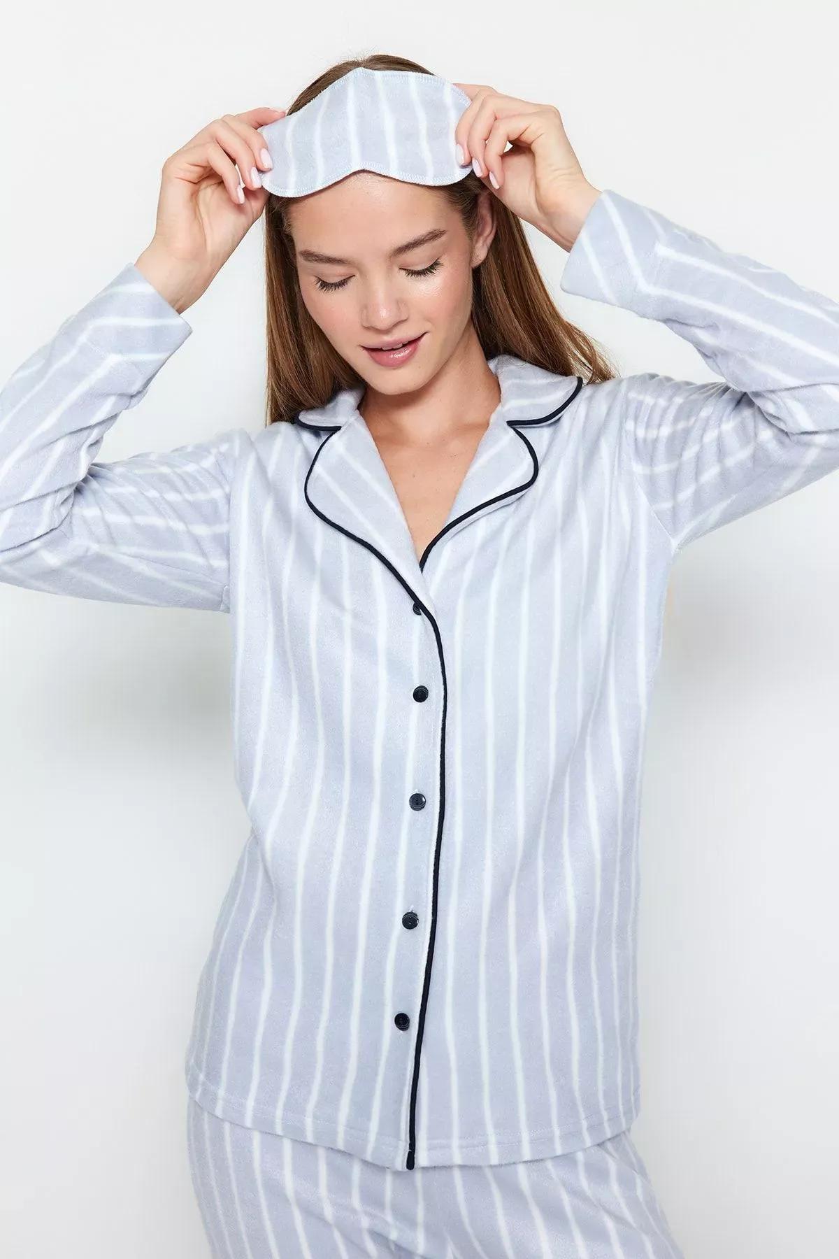 Blue Striped Pajama Set, Blue, large image number 1