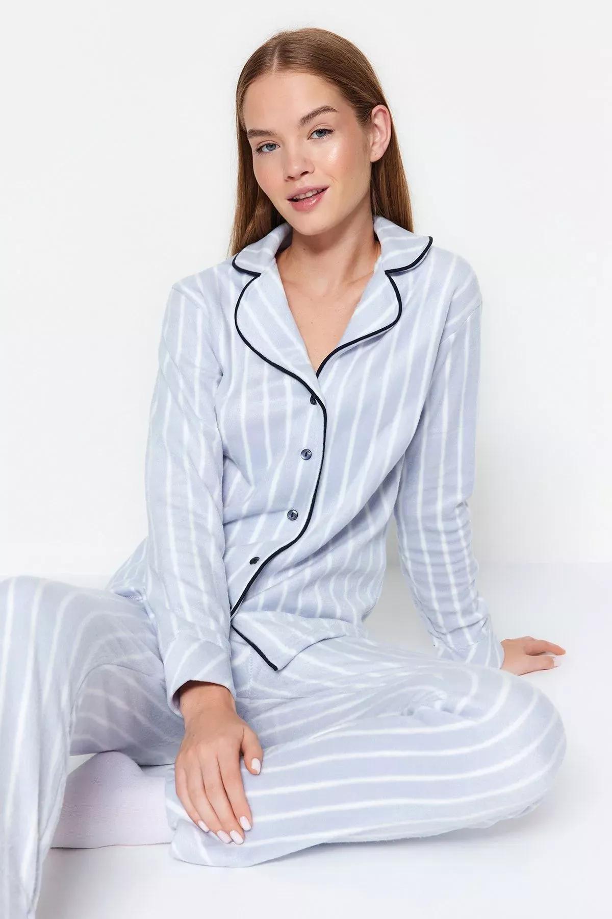 Blue Striped Pajama Set, Blue, large image number 3