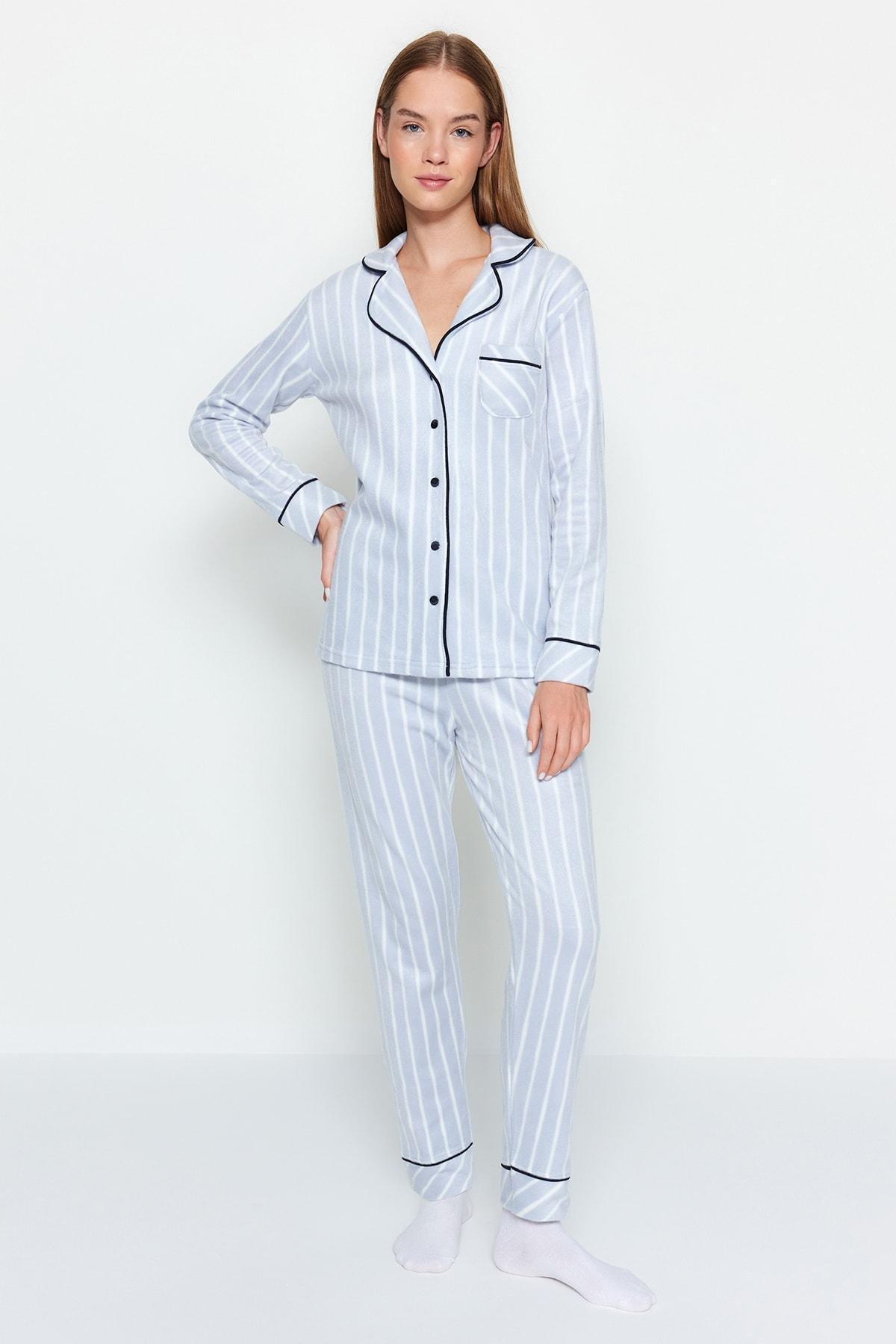Blue Striped Pajama Set, Blue, large image number 4