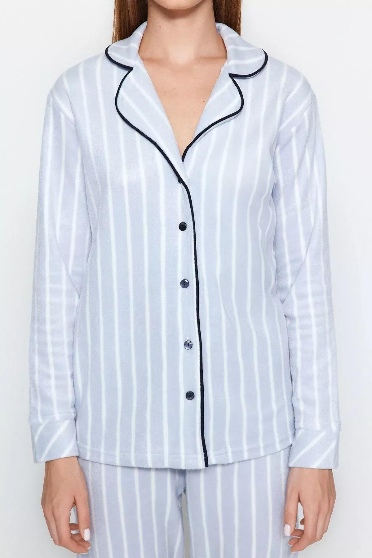 Blue Striped Pajama Set, Blue, large image number 5