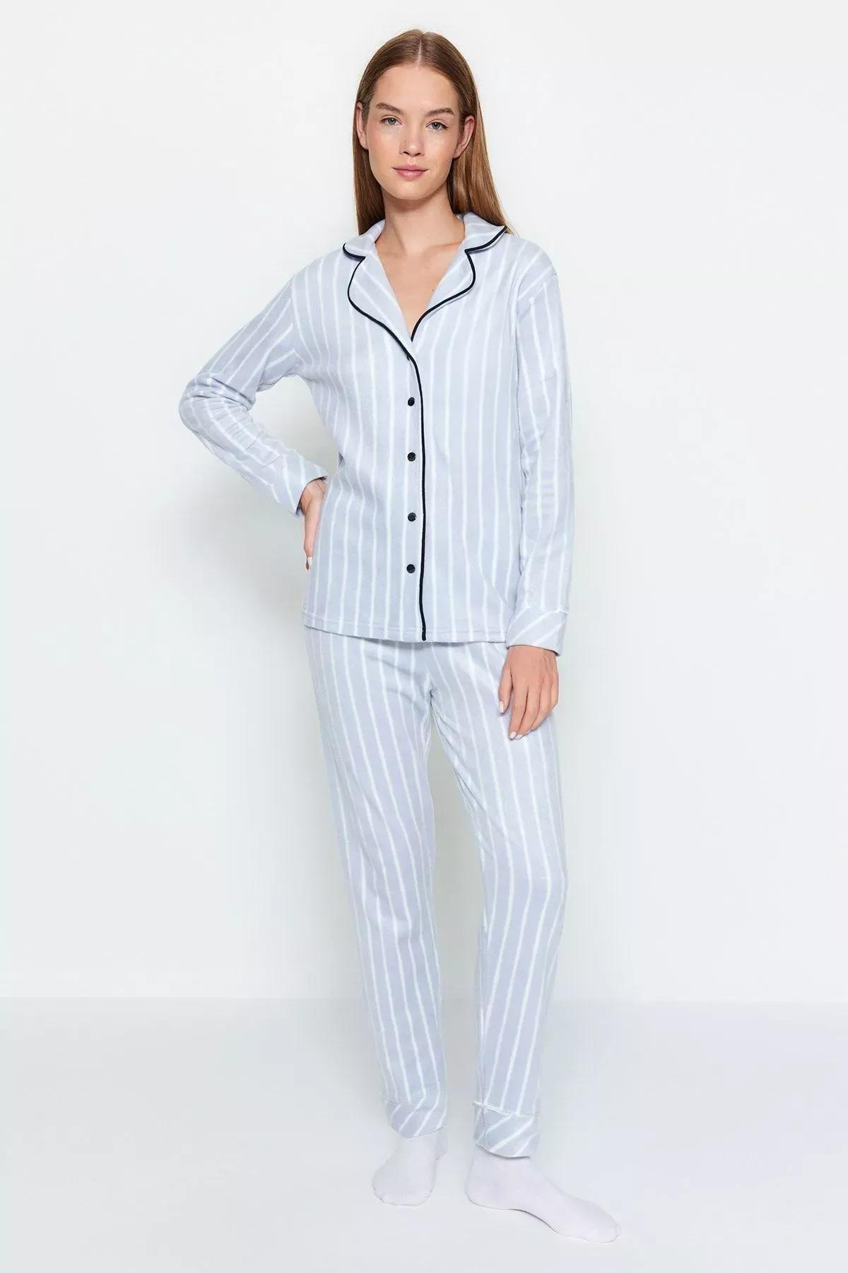 Blue Striped Pajama Set, Blue, large image number 6