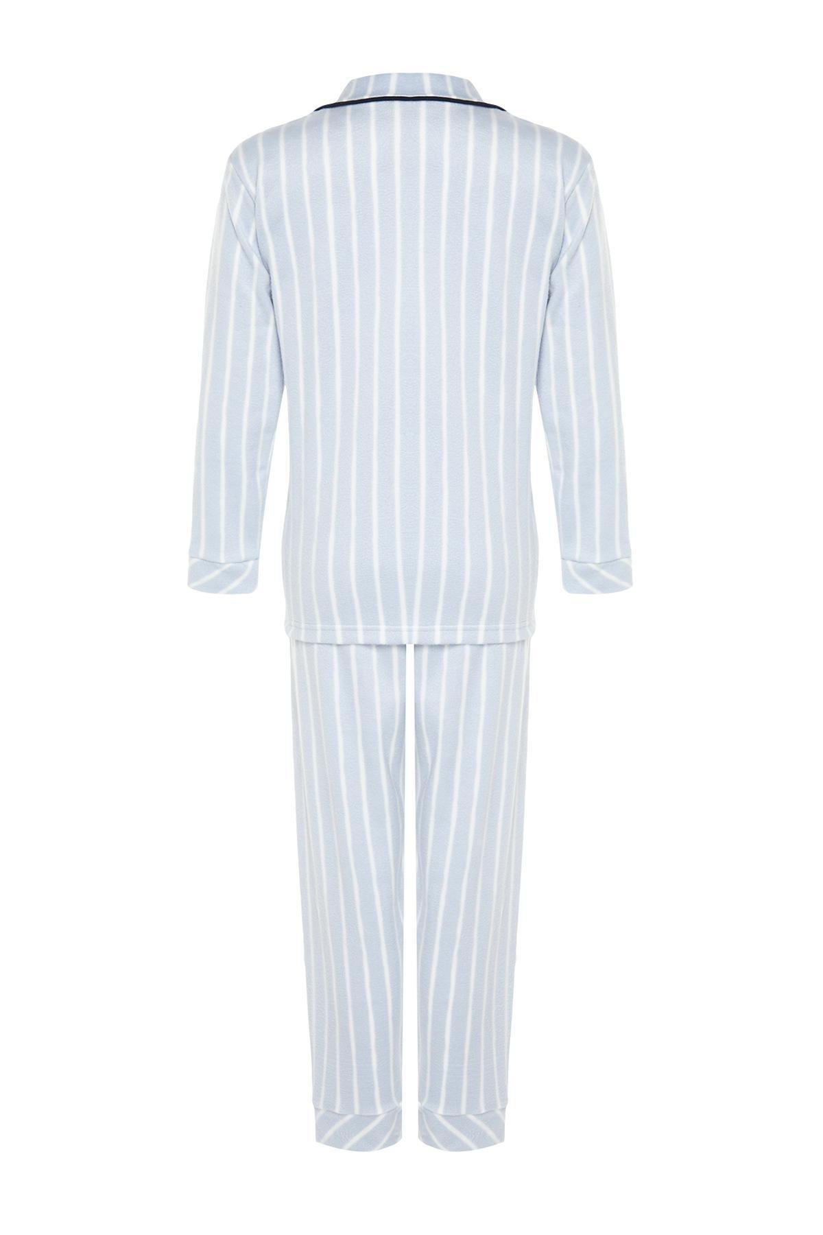 Trendyol - Blue Striped Pajama Set