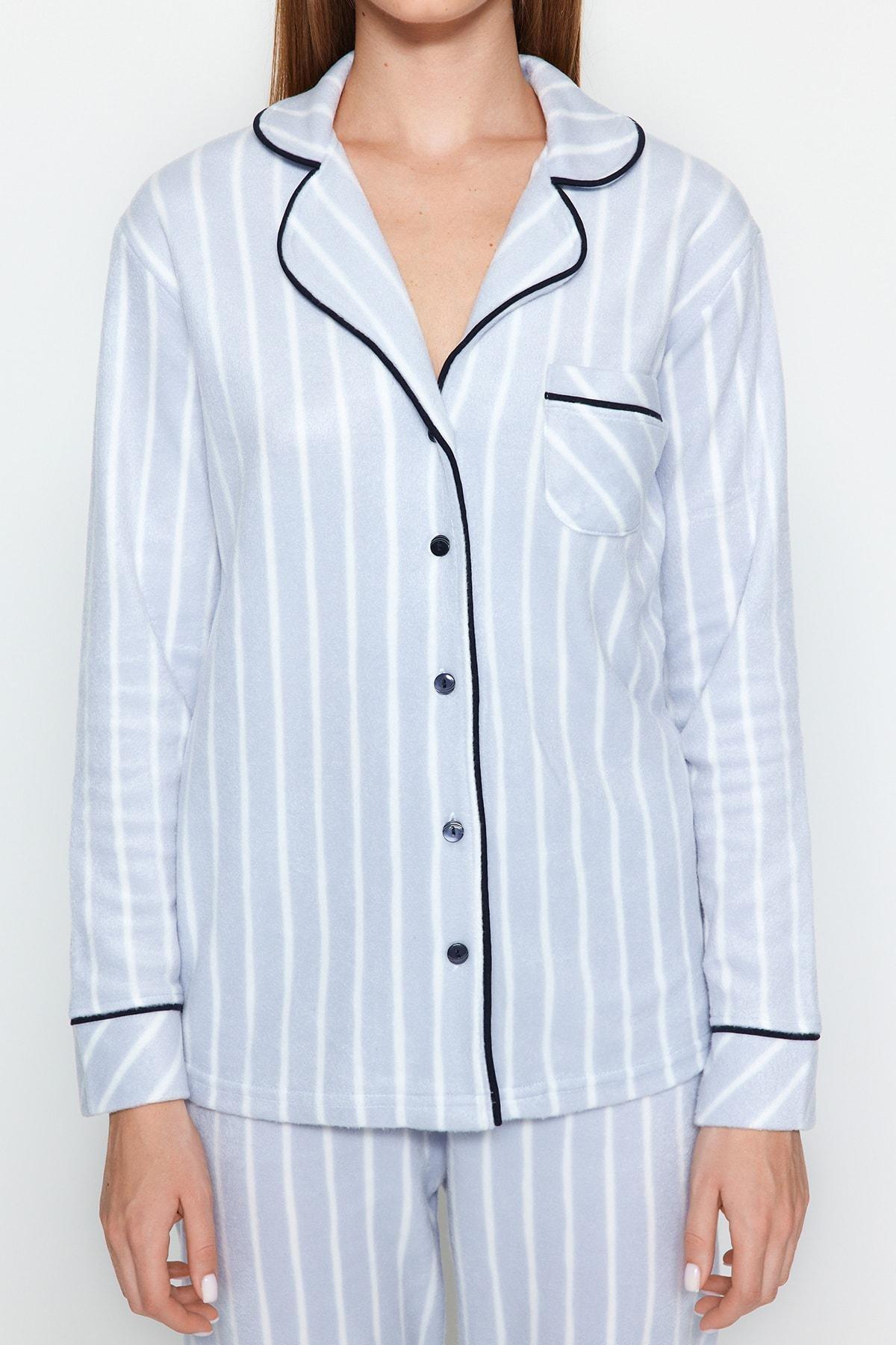 Blue Striped Pajama Set, Blue, large image number 7