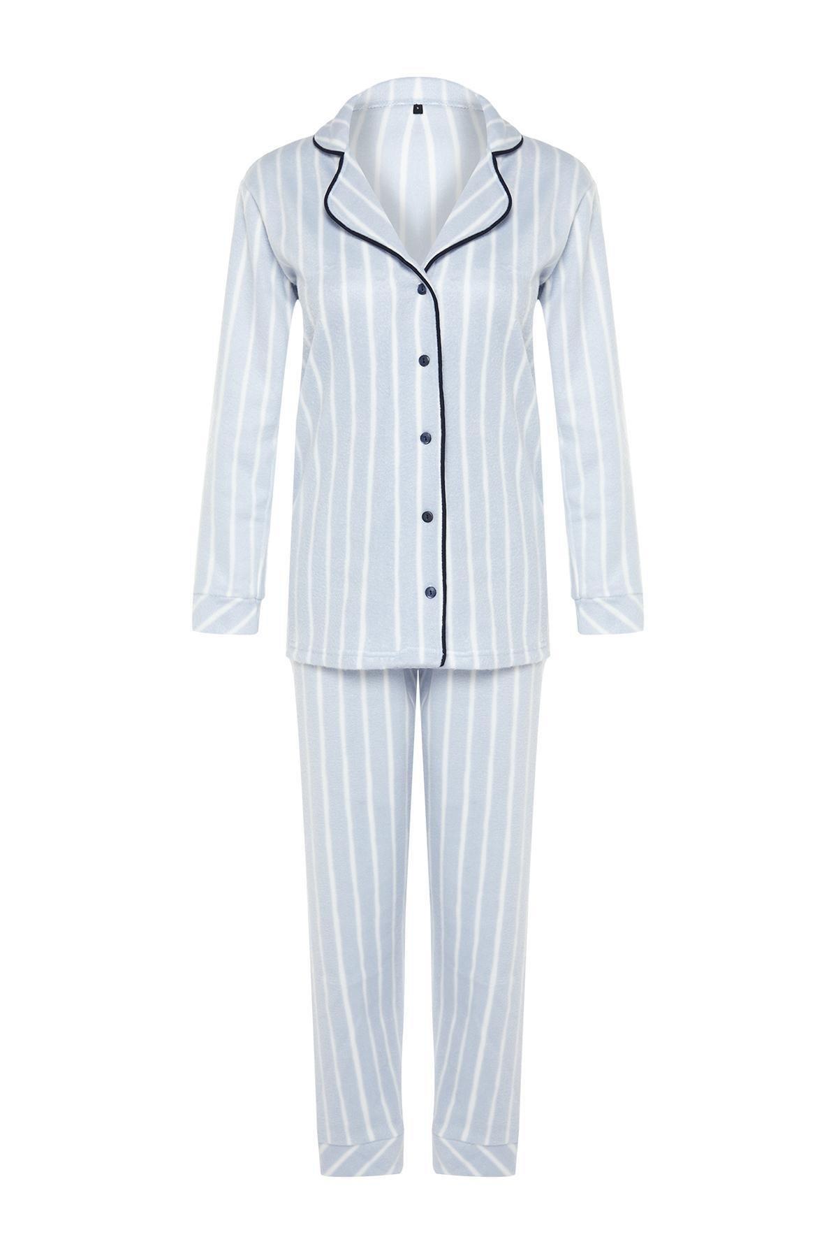 Blue Striped Pajama Set, Blue, large image number 10