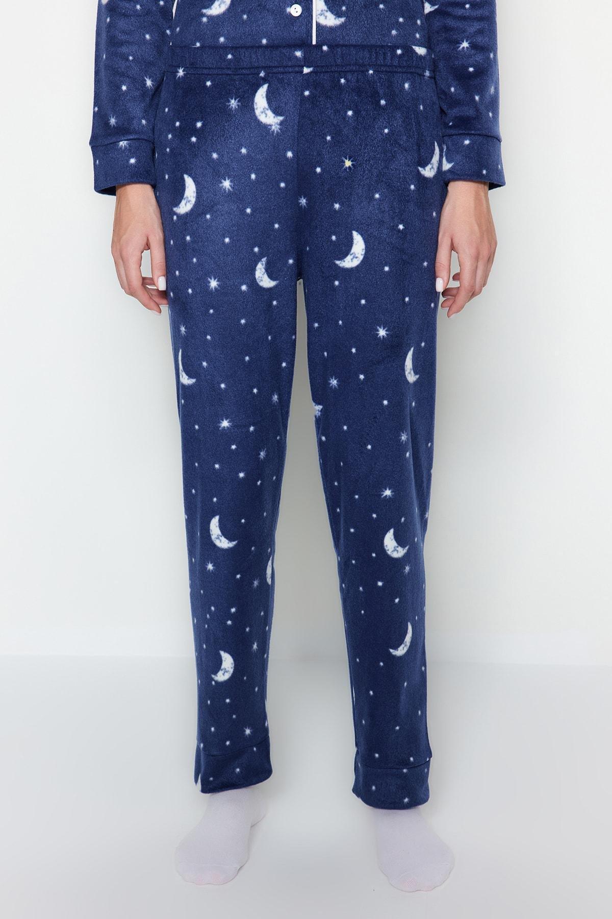 Blue Printed Mid Waist Pajama Set, , large image number 5