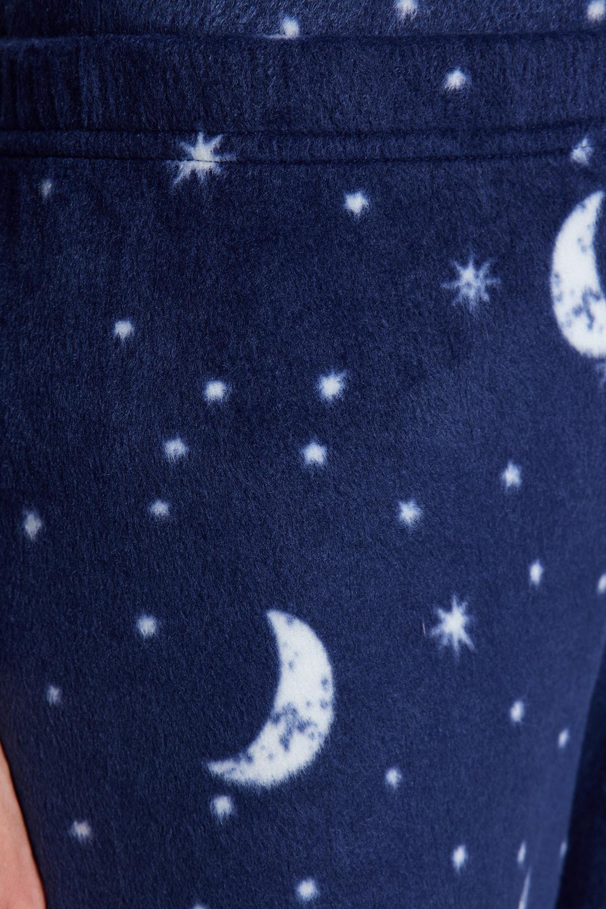 Blue Printed Mid Waist Pajama Set, , large image number 6