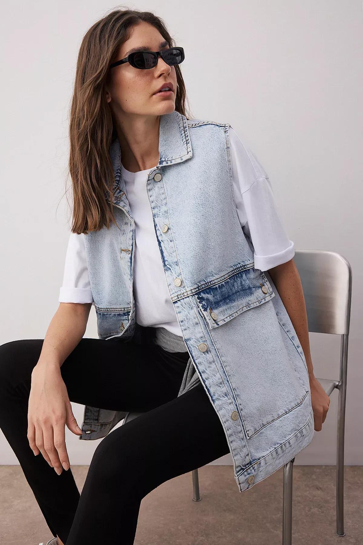 Blue Puffer Vest, Dark blue, large image number 1