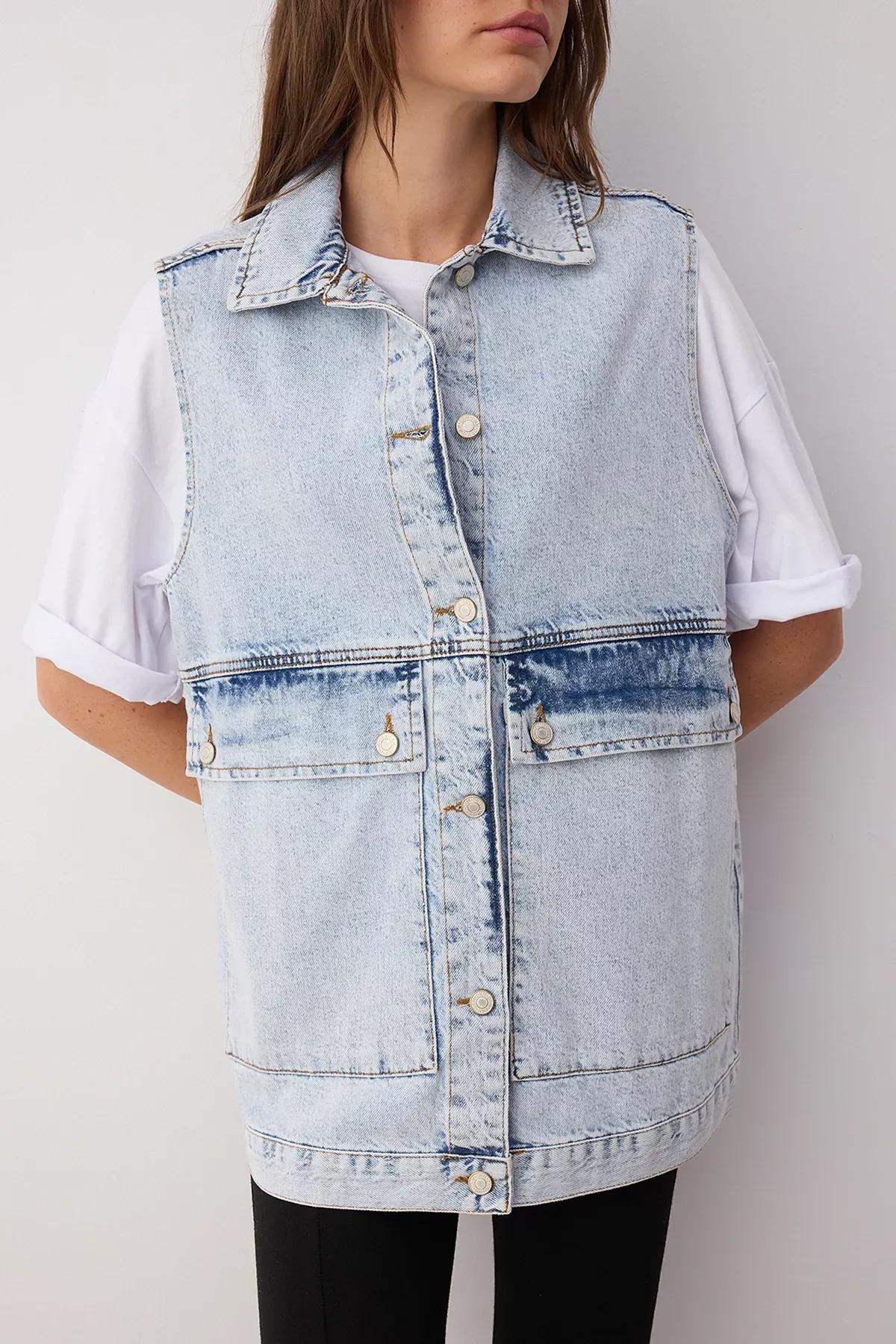 Blue Puffer Vest, Dark blue, large image number 4