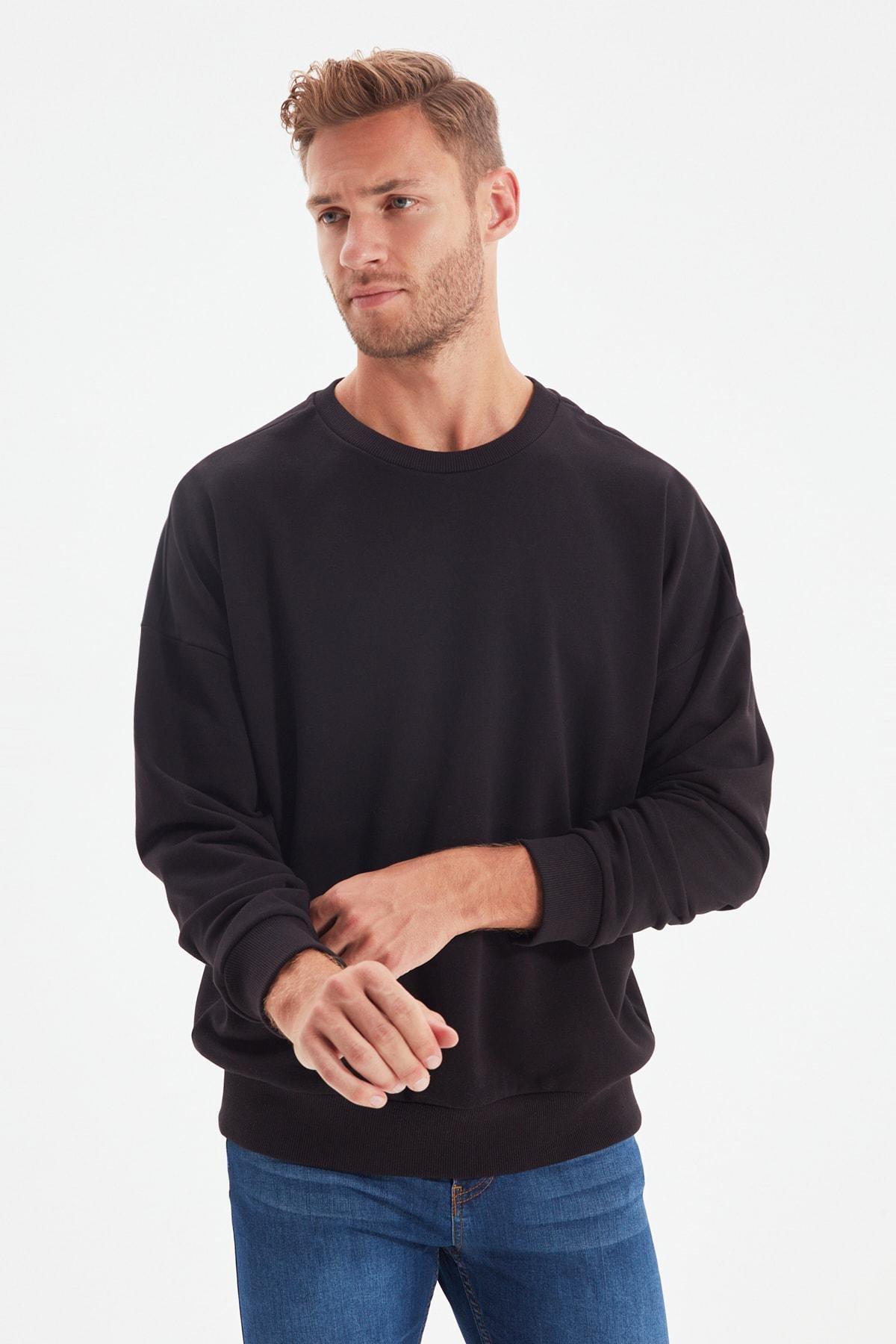 Black Oversize Sweatshirt, , large image number 1