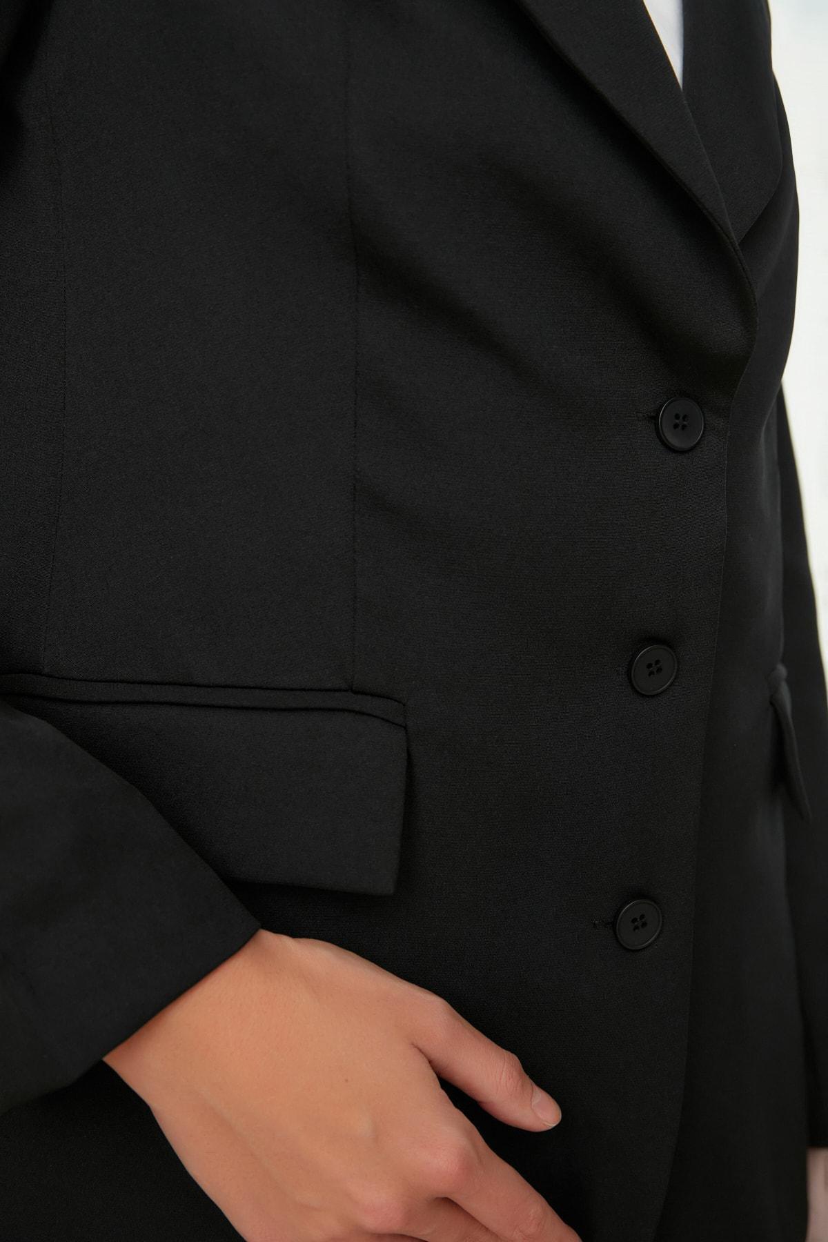 Black Lapel Collar Blazer, , large image number 3