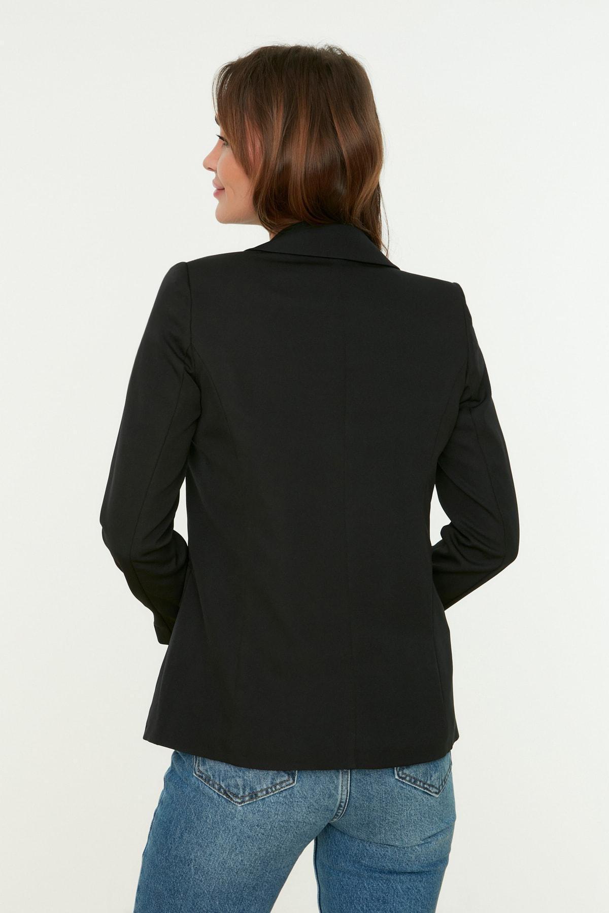 Black Lapel Collar Blazer, , large image number 4
