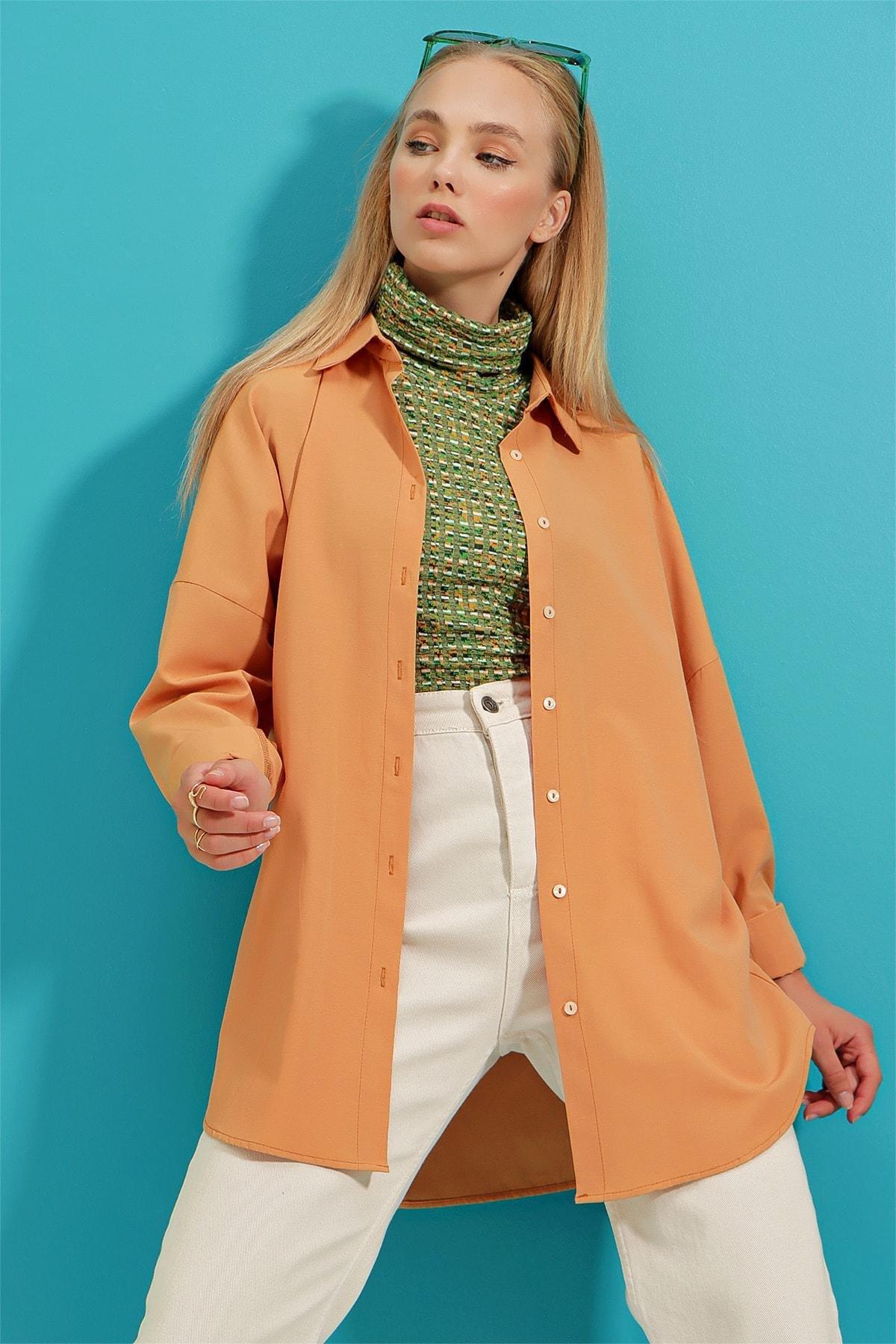 Brown Relaxed V-Neck Shirt, Brown, large image number 7