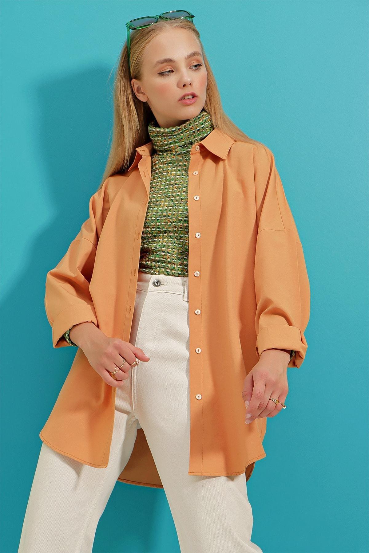 Brown Relaxed V-Neck Shirt, Brown, large image number 11