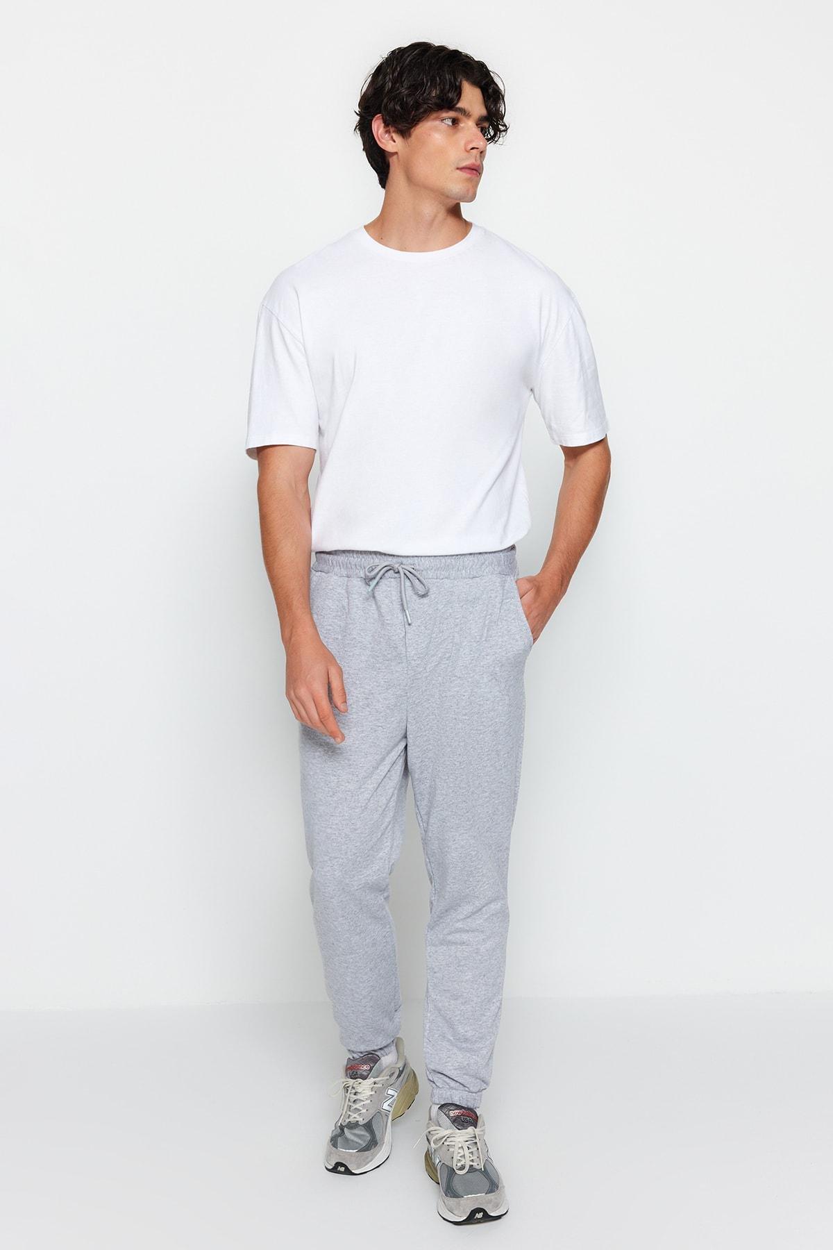 Trendyol - Grey Joggers Mid Waist Sweatpants