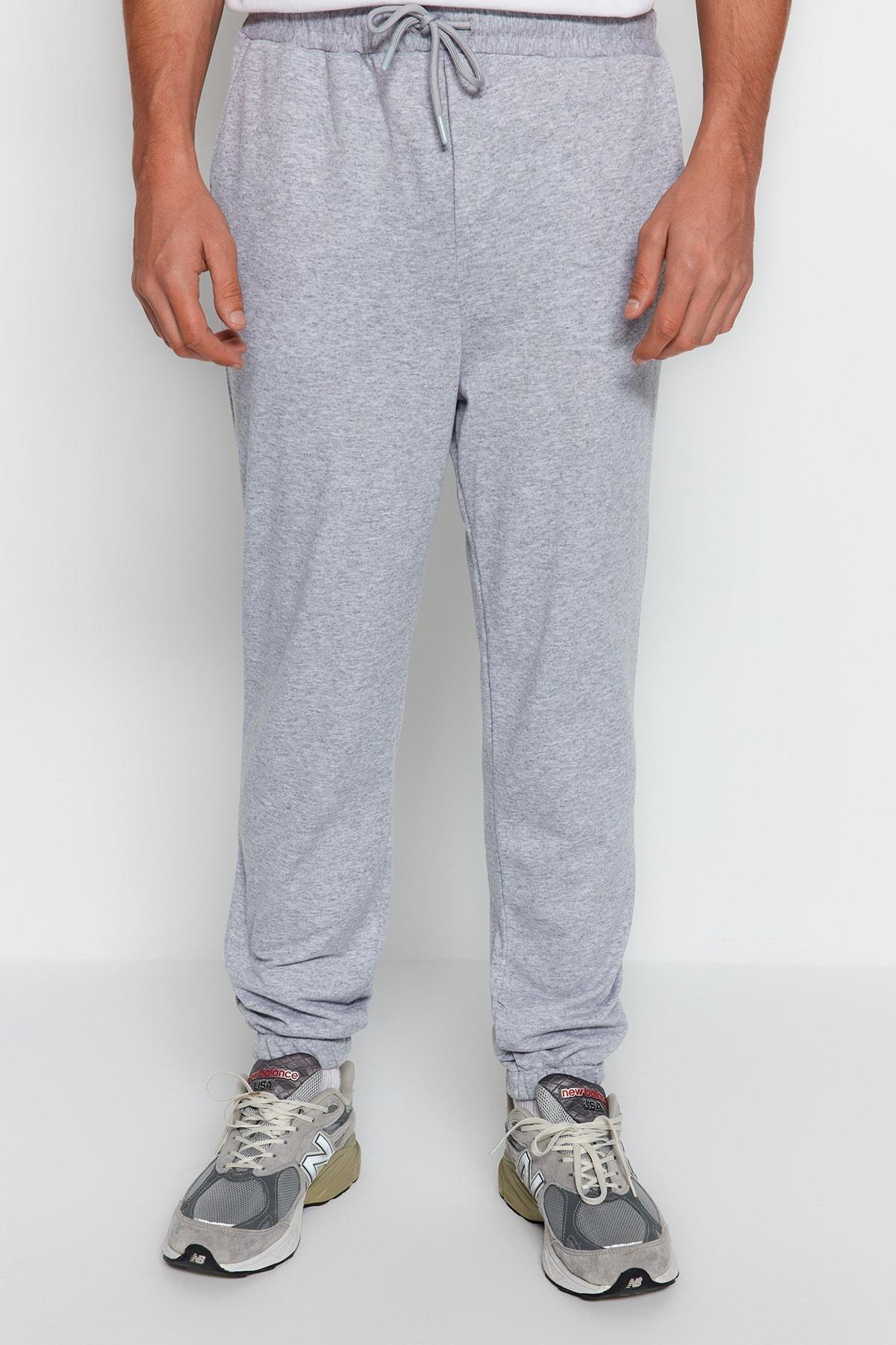 Grey Joggers Mid Waist Sweatpants, , large image number 1