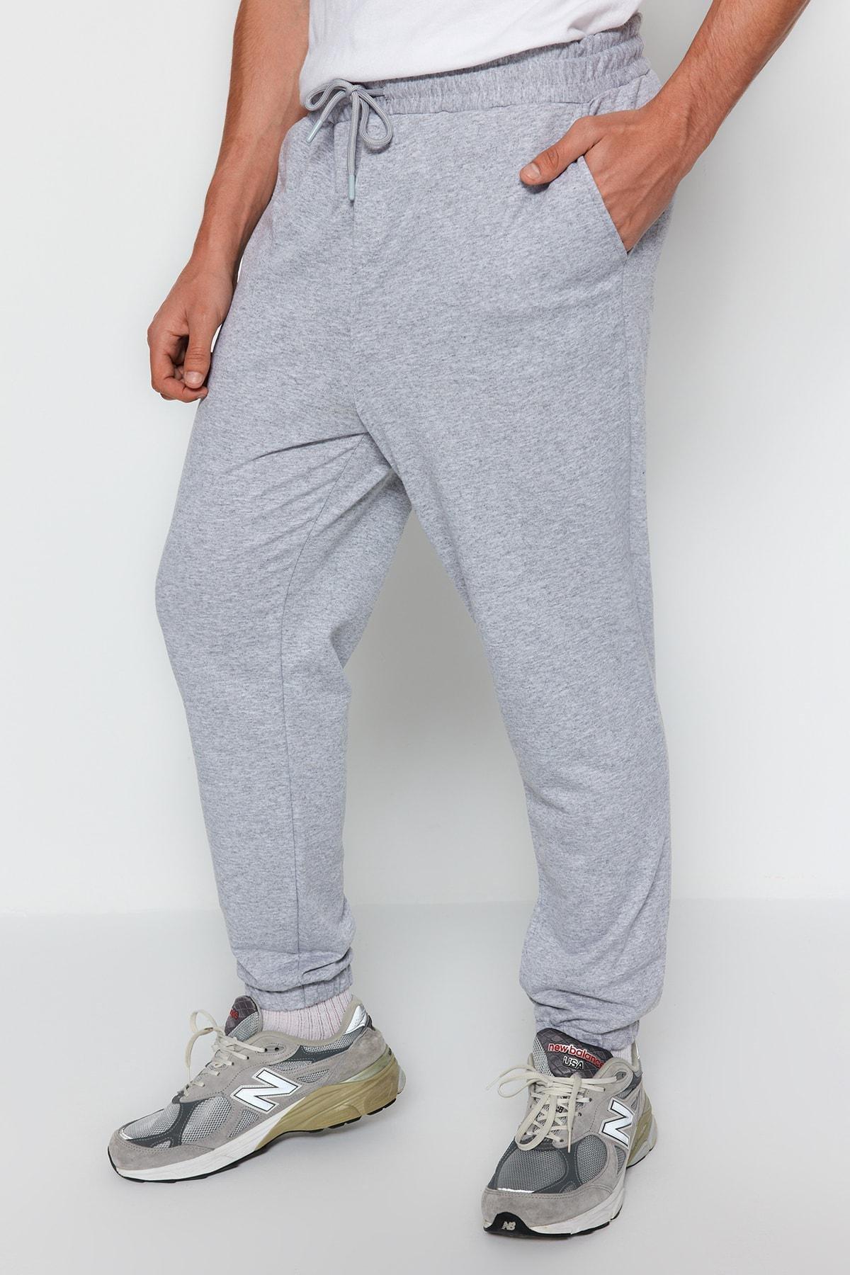 Trendyol - Grey Joggers Mid Waist Sweatpants