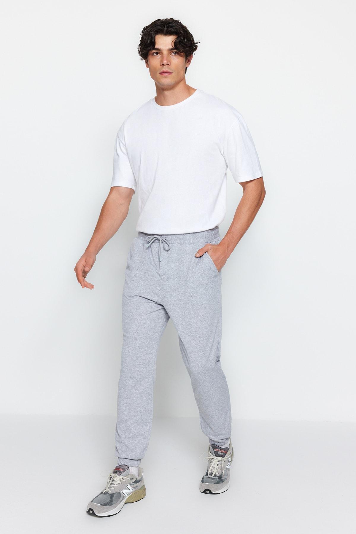 Trendyol - Grey Joggers Mid Waist Sweatpants