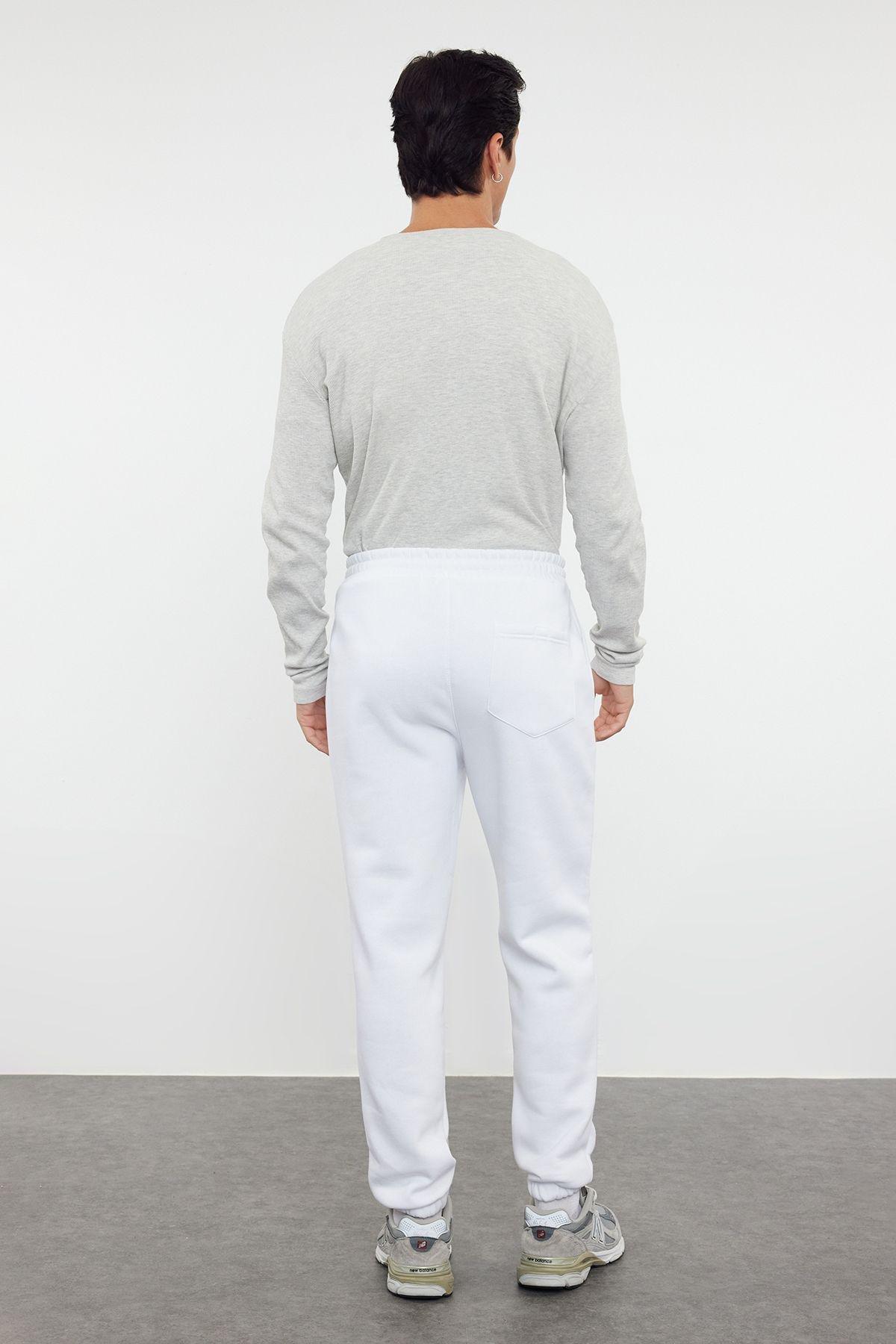 White Elastic Polar Fleece Sweatpants, White, large image number 4