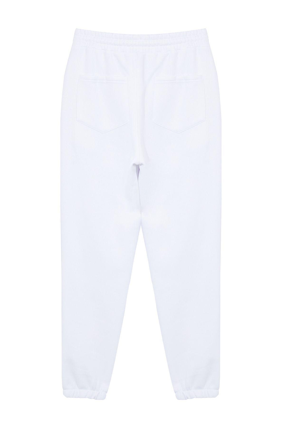White Elastic Polar Fleece Sweatpants, White, large image number 5