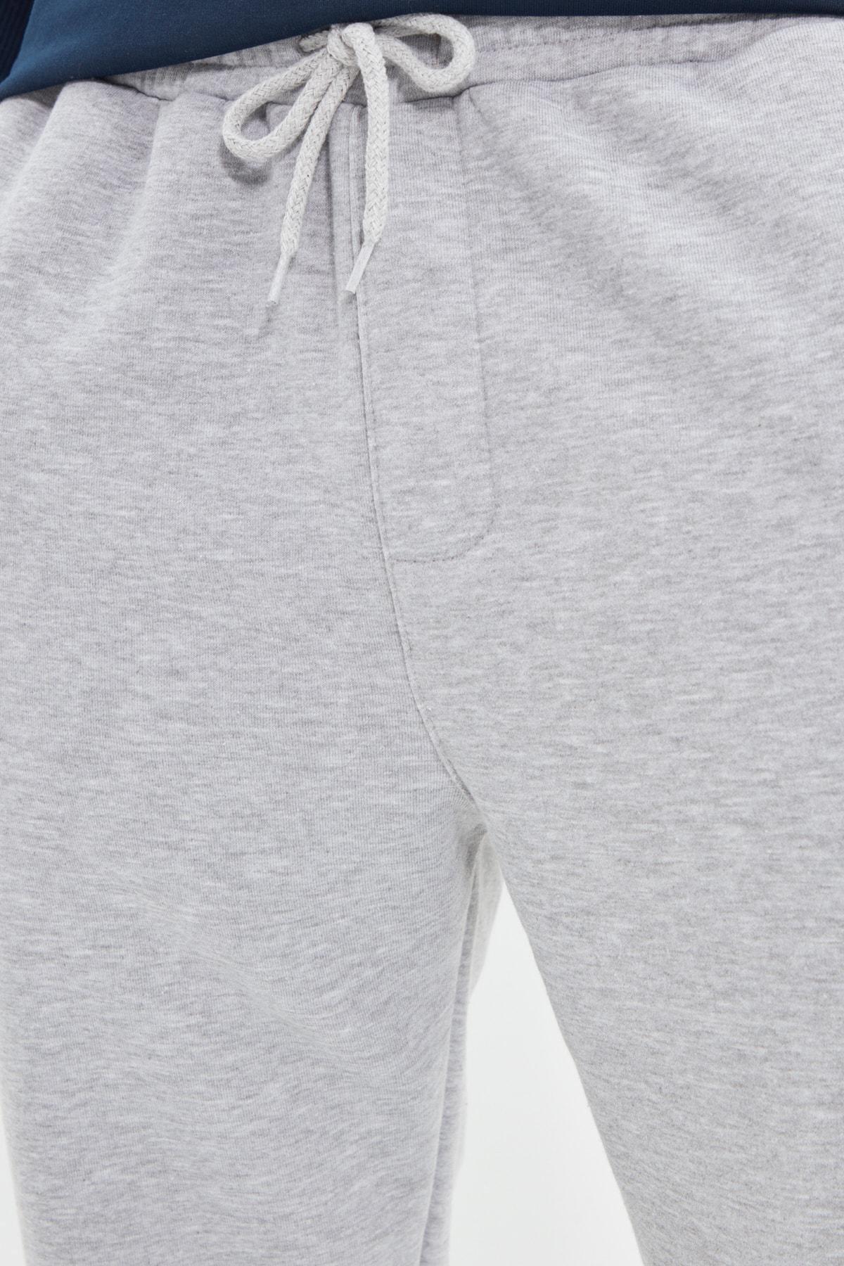 Grey Straight Mid Waist Sweatpants, Gray, medium