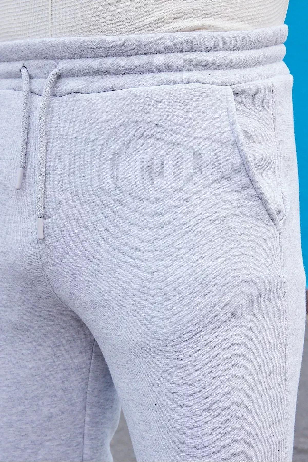 Grey Straight Mid Waist Sweatpants, , large image number 6