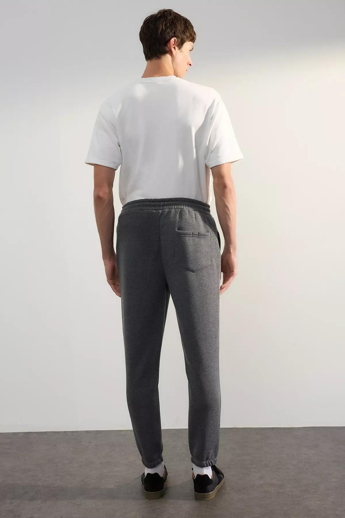 Grey Melange Fleece Sweatpants, Anthracite Melange, large image number 5