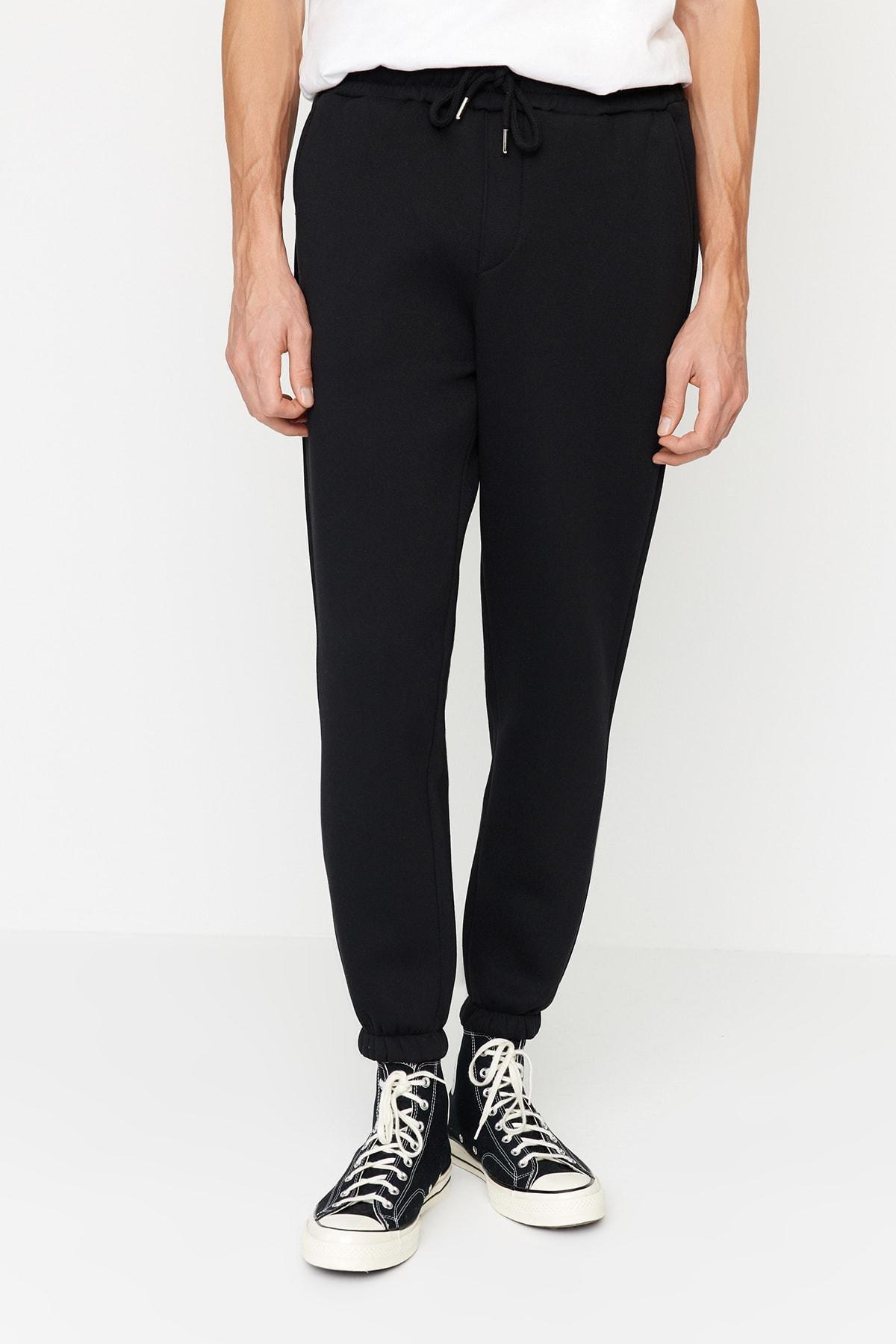 Black Straight Sweatpants, Black, medium
