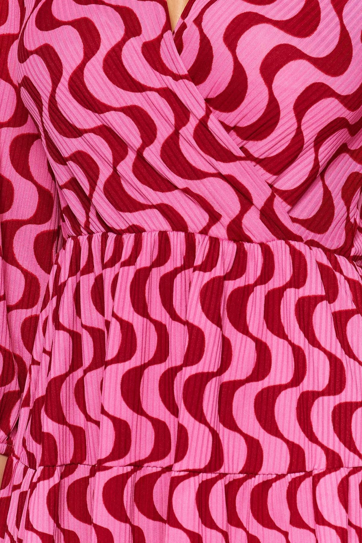 Burgundy Skater Double-Breasted Dress, , large image number 5