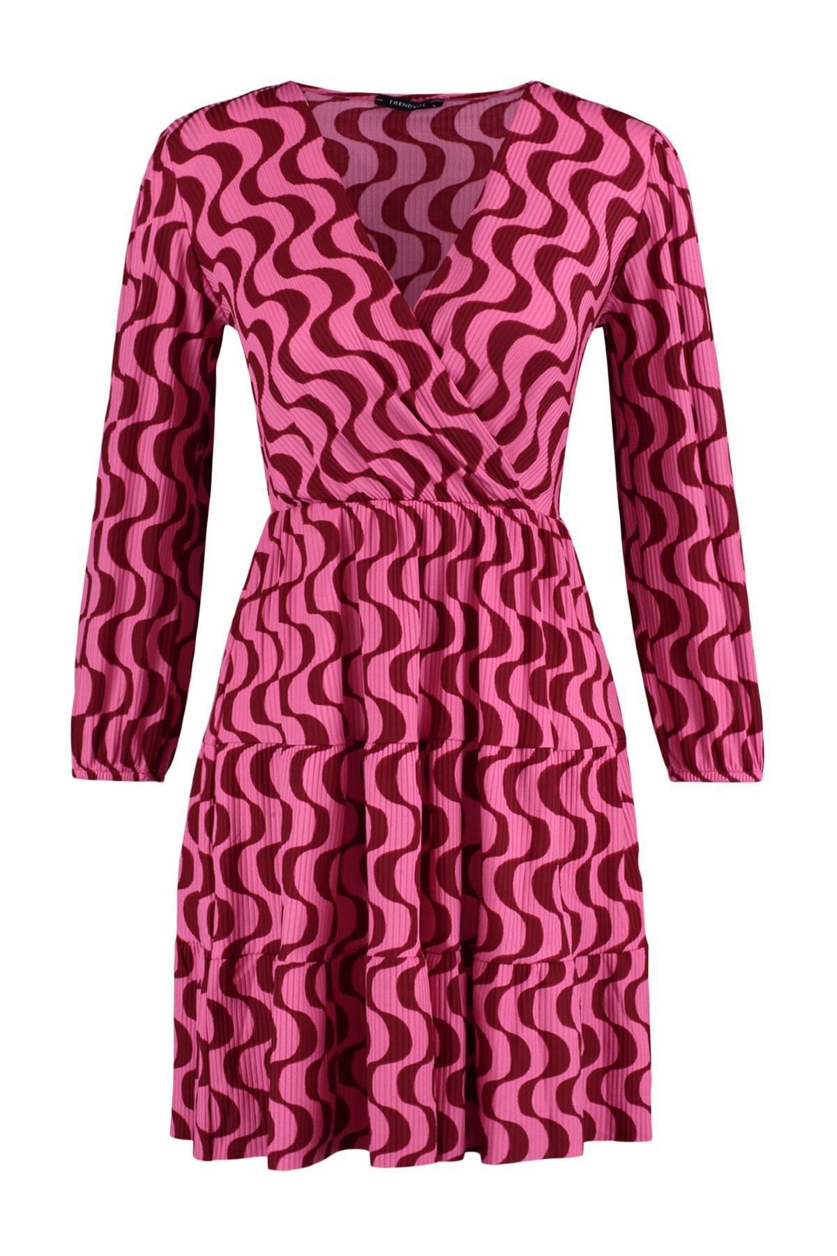 Burgundy Skater Double-Breasted Dress, , large image number 6