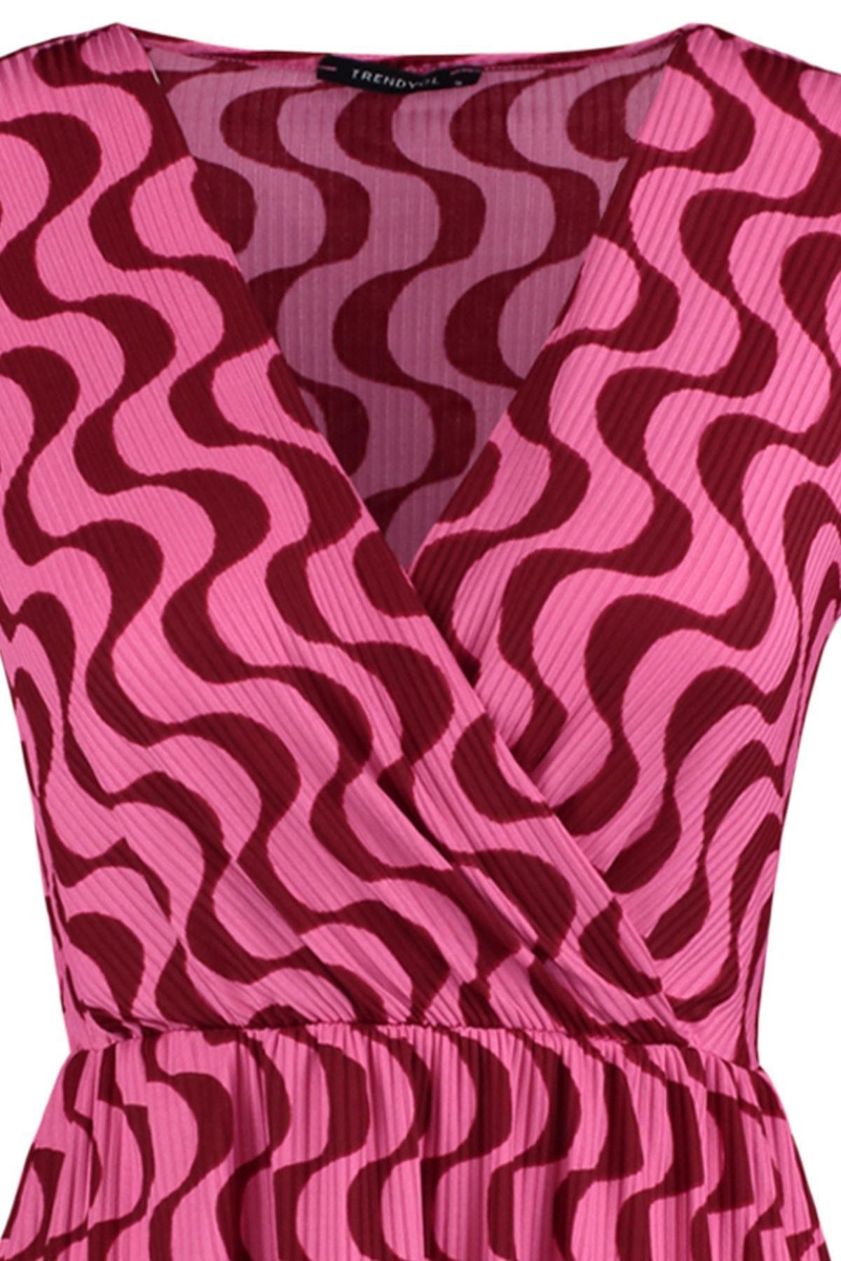 Burgundy Skater Double-Breasted Dress, , large image number 7
